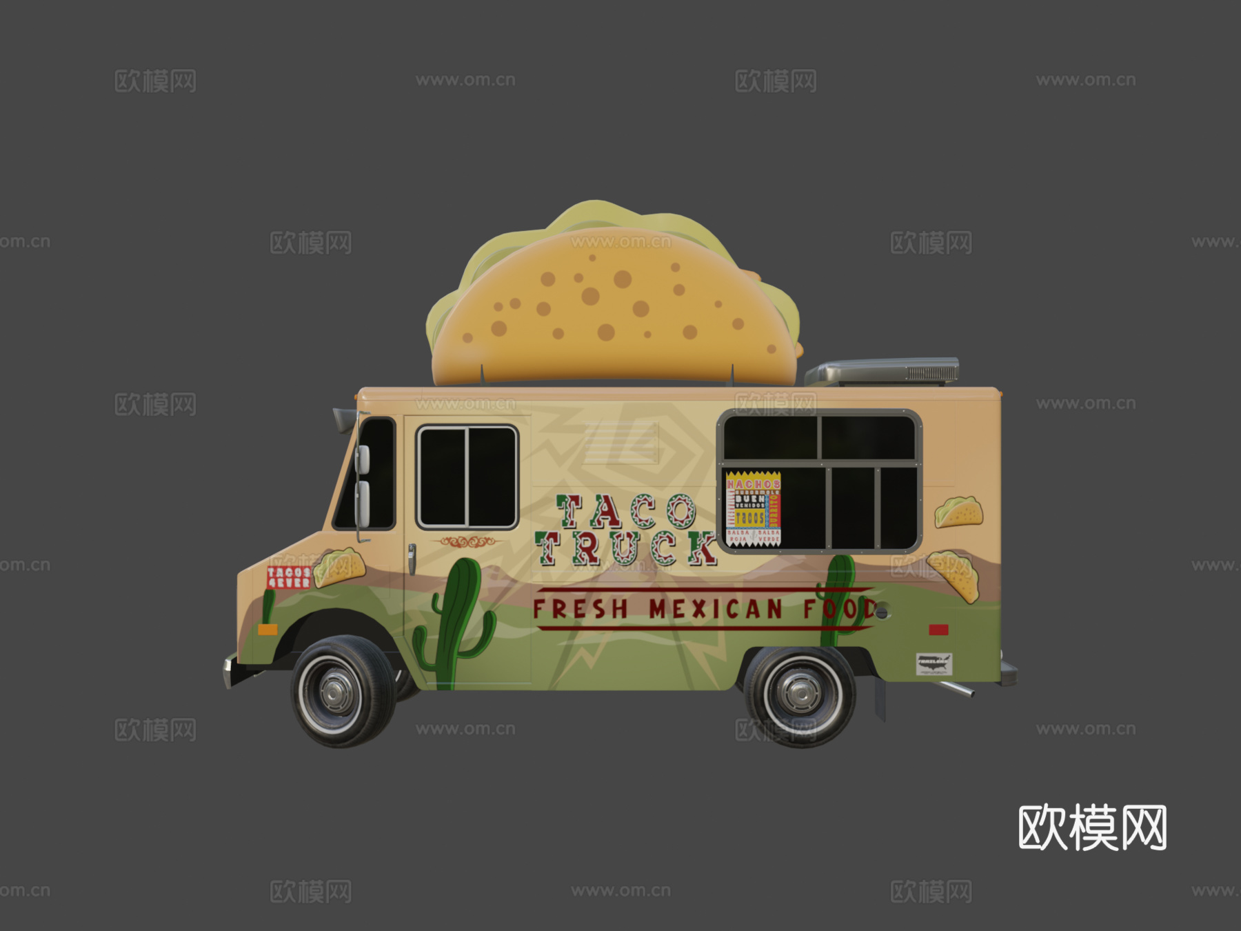 塔可食品卡车3d模型下载（渲染图7）