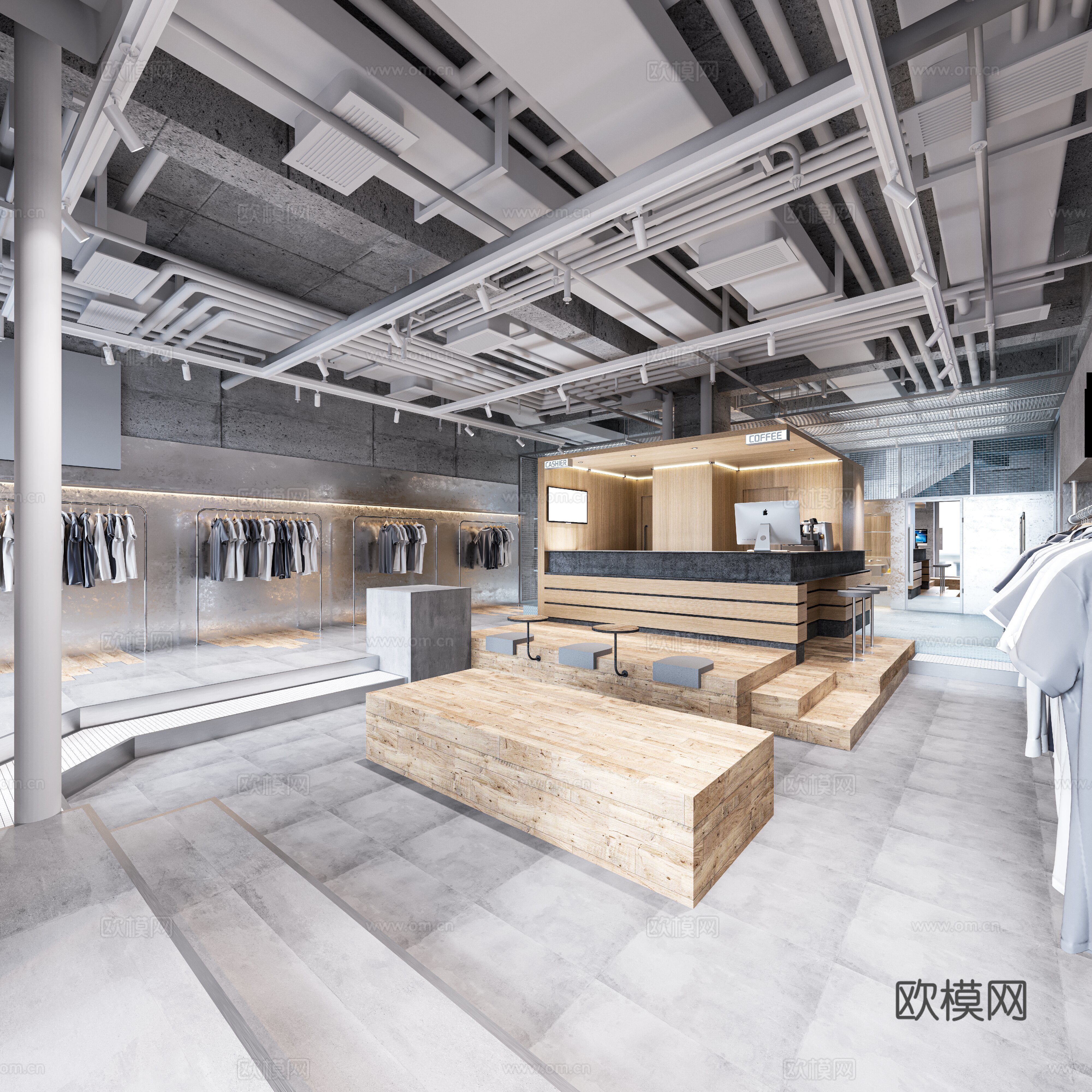 潮牌男装女装服装店 最新全套 效果图 施工图设计cad施工图