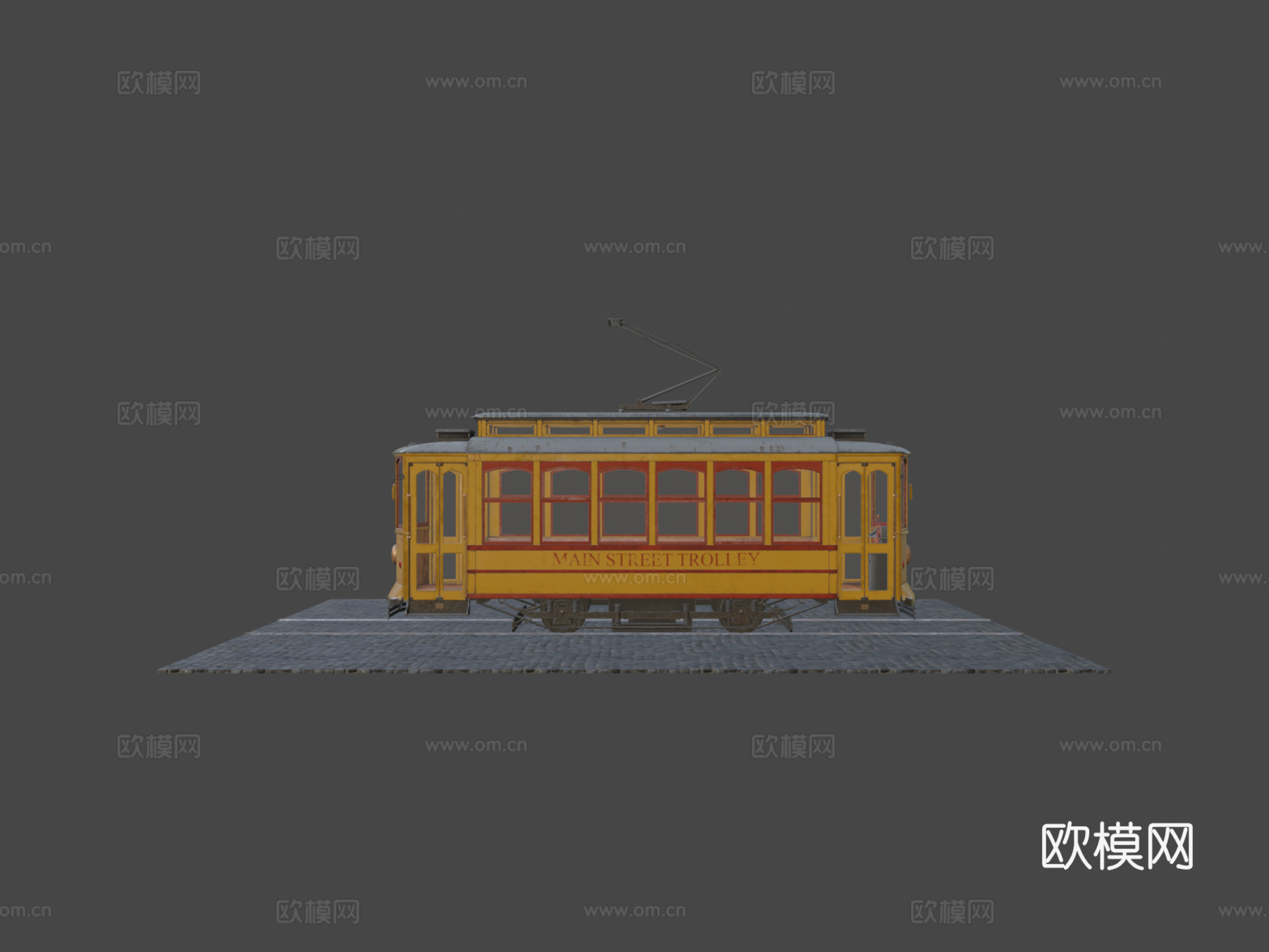 老式有轨电车3d模型下载（渲染图6）