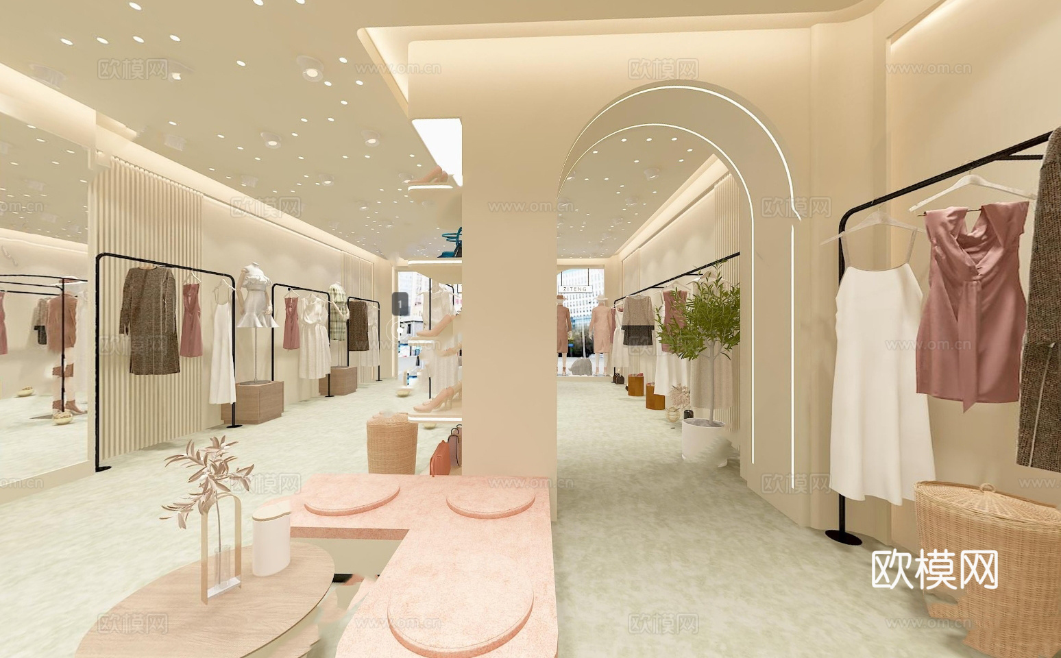 奶油风男装女装服装店 最新全套 效果图 施工图设计cad施工图