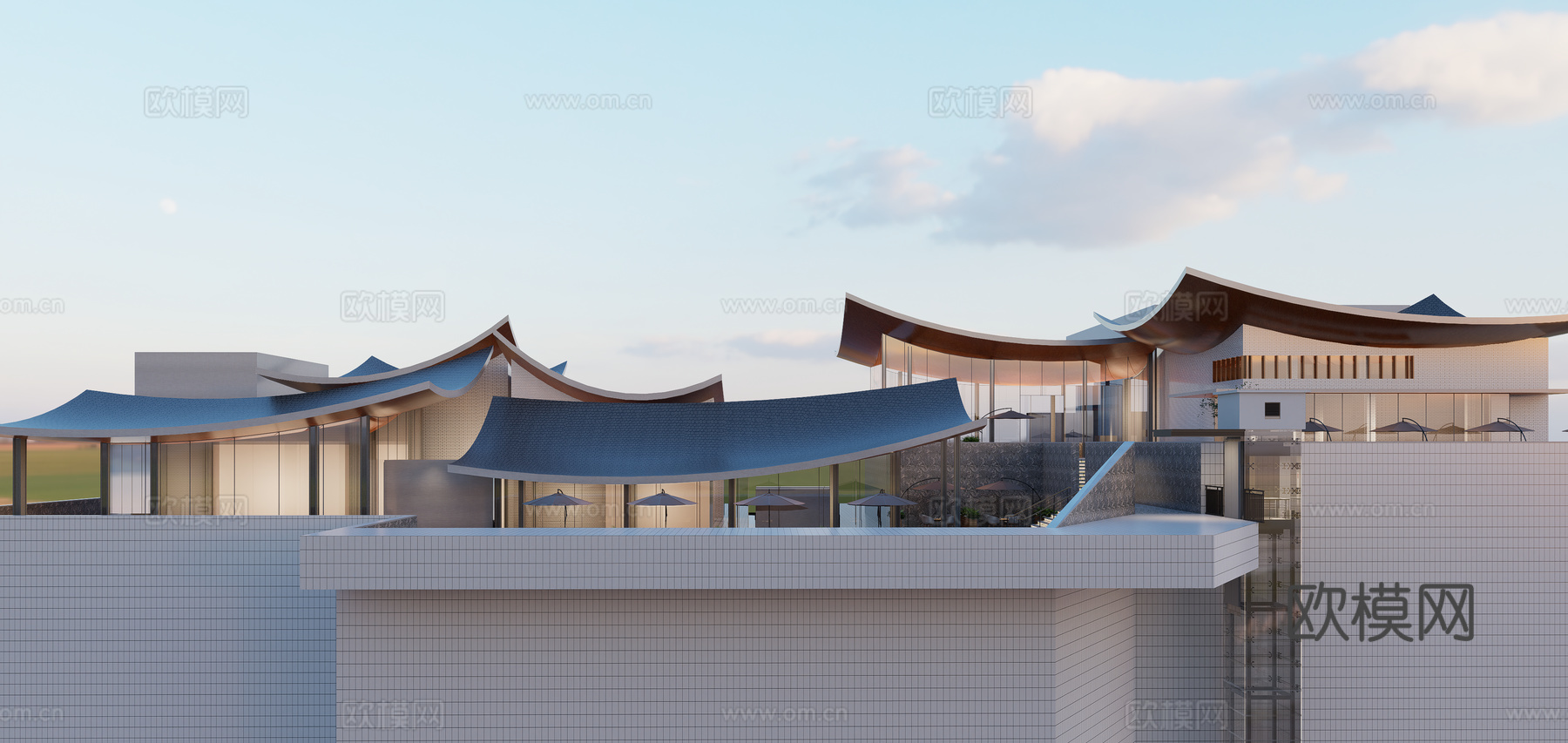 中式商业街su模型