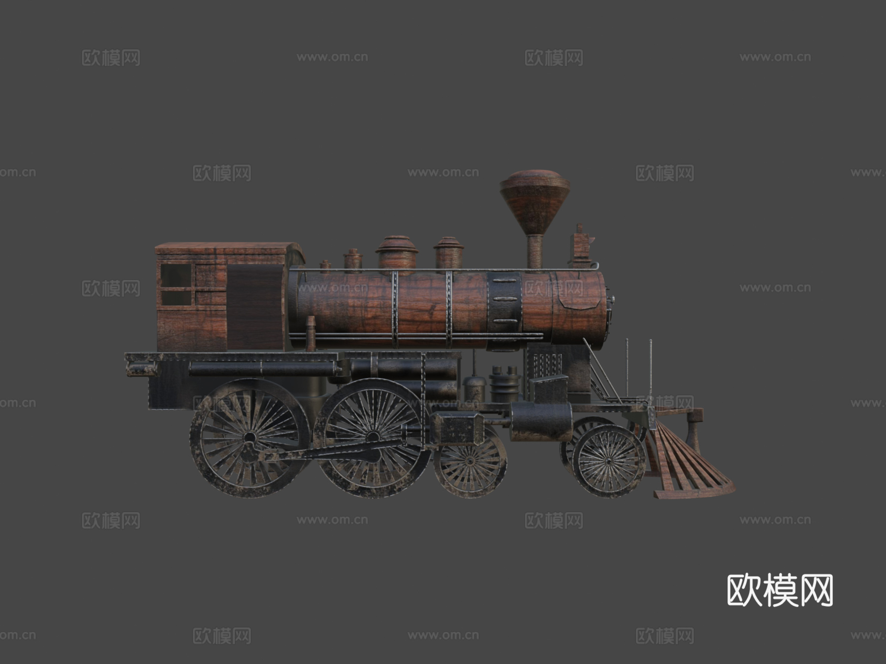 老式机械火车3d模型下载（渲染图7）