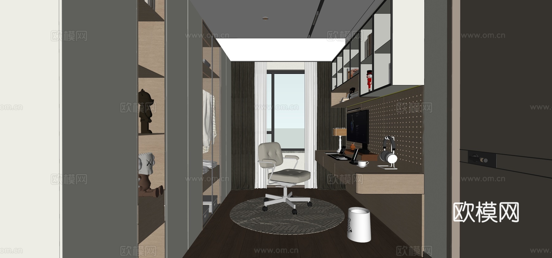 现代书房su模型