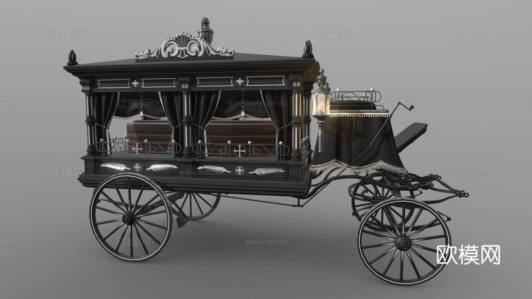 灵柩马车3d模型下载（渲染图1）
