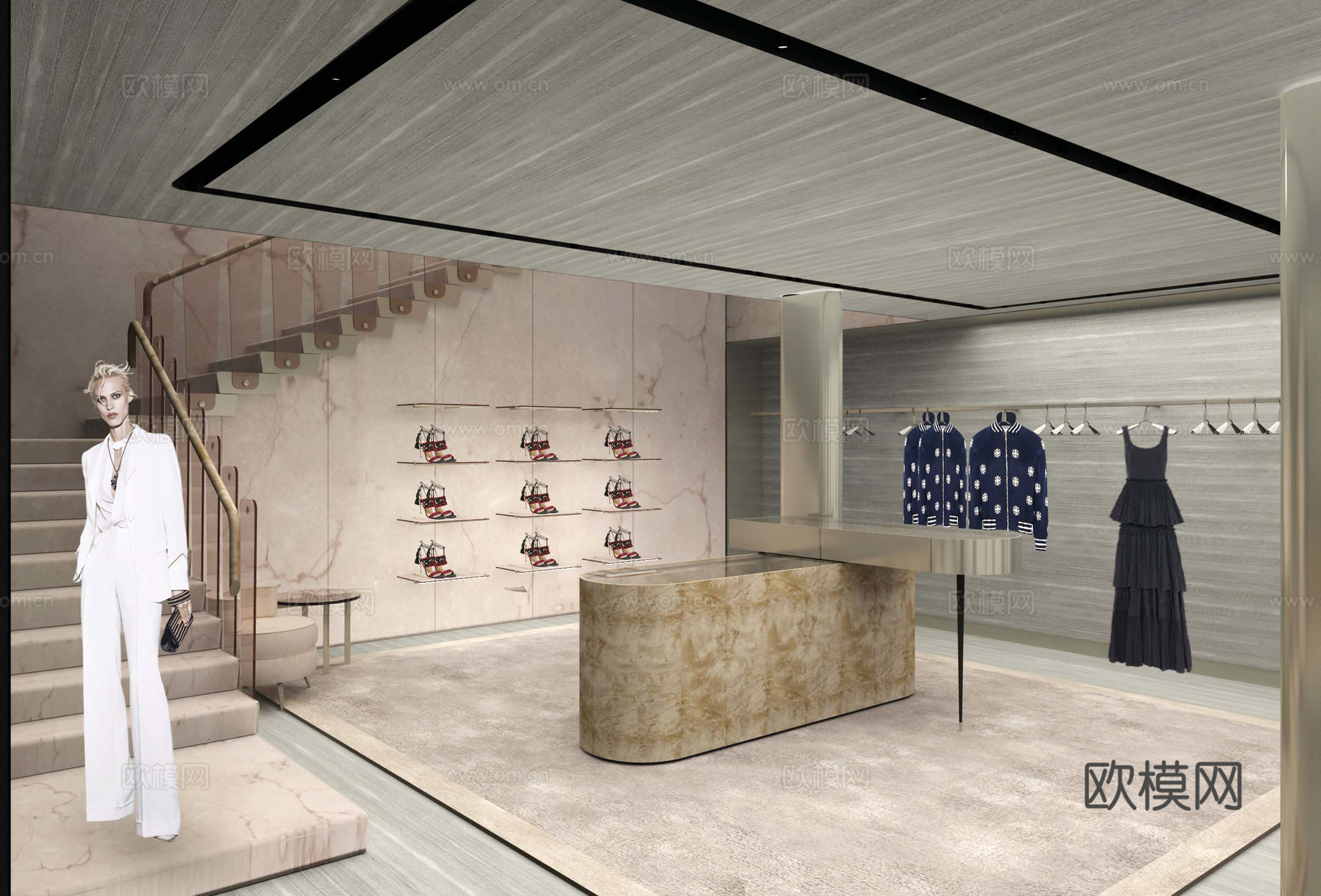 高档男装女装服装店 最新全套 效果图 施工图设计cad施工图