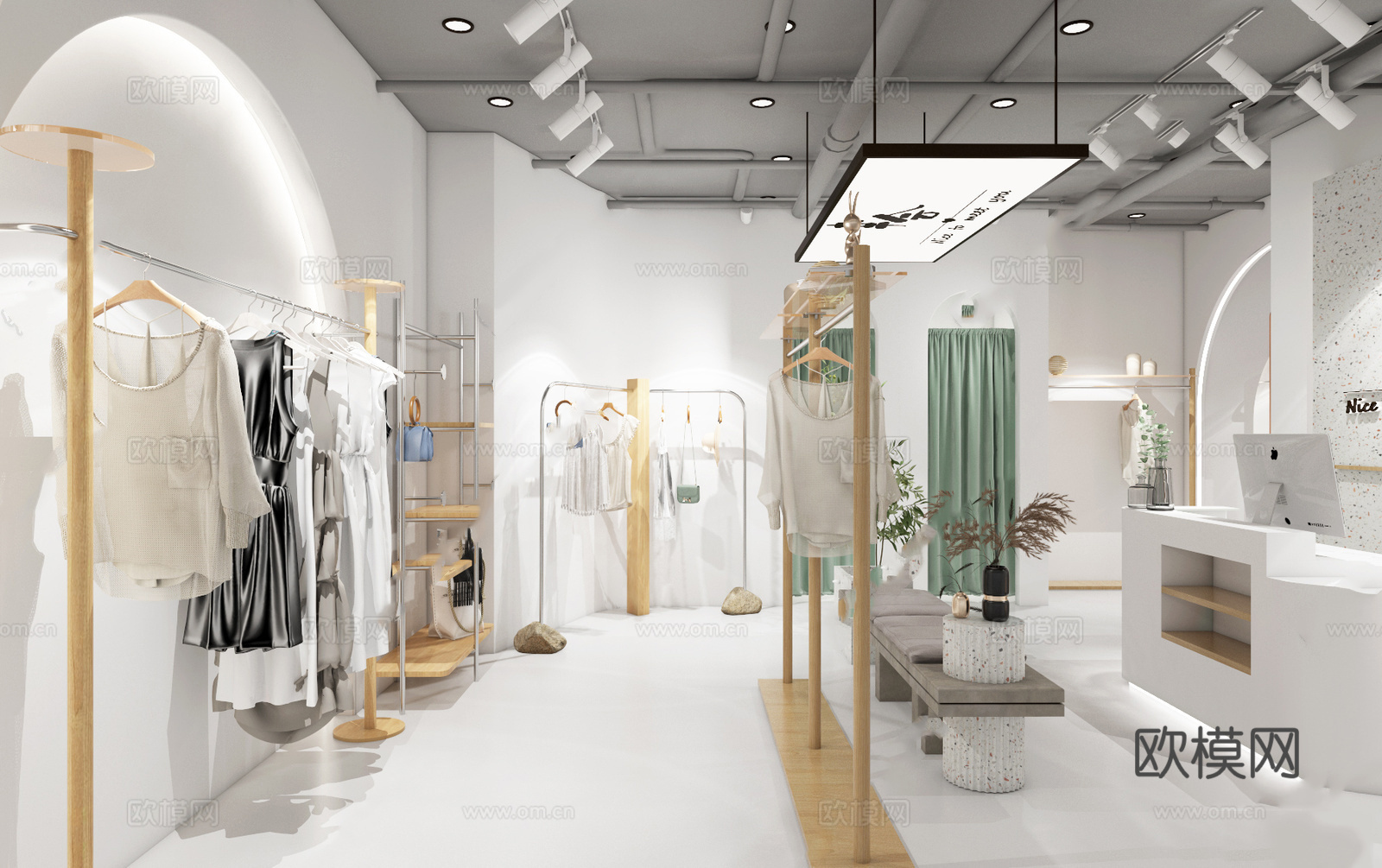 潮牌男装女装服装店 最新全套 效果图 施工图设计cad施工图