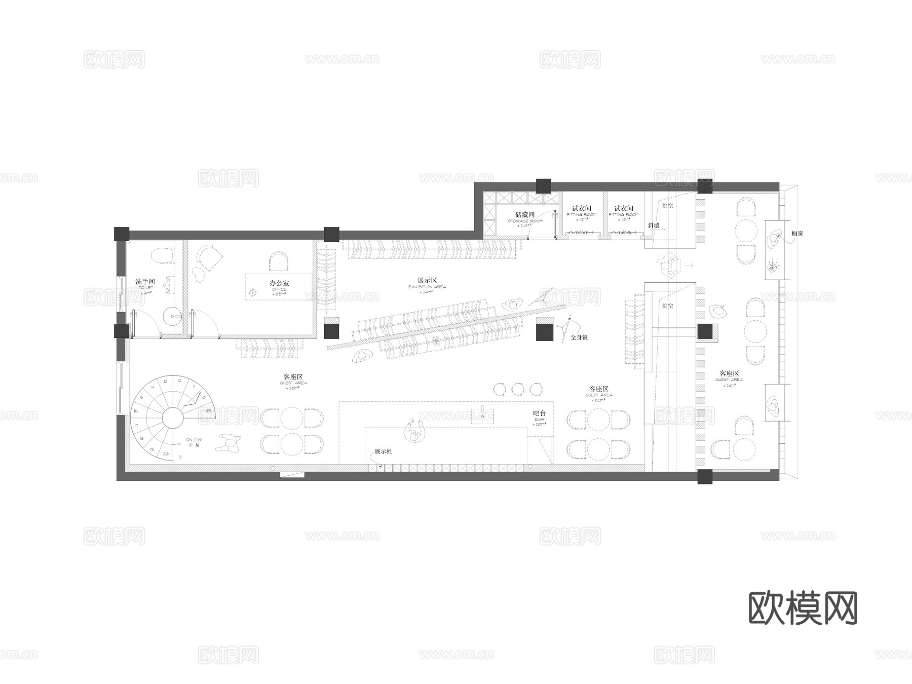 男装女装服装店 最新全套 效果图 施工图设计cad施工图