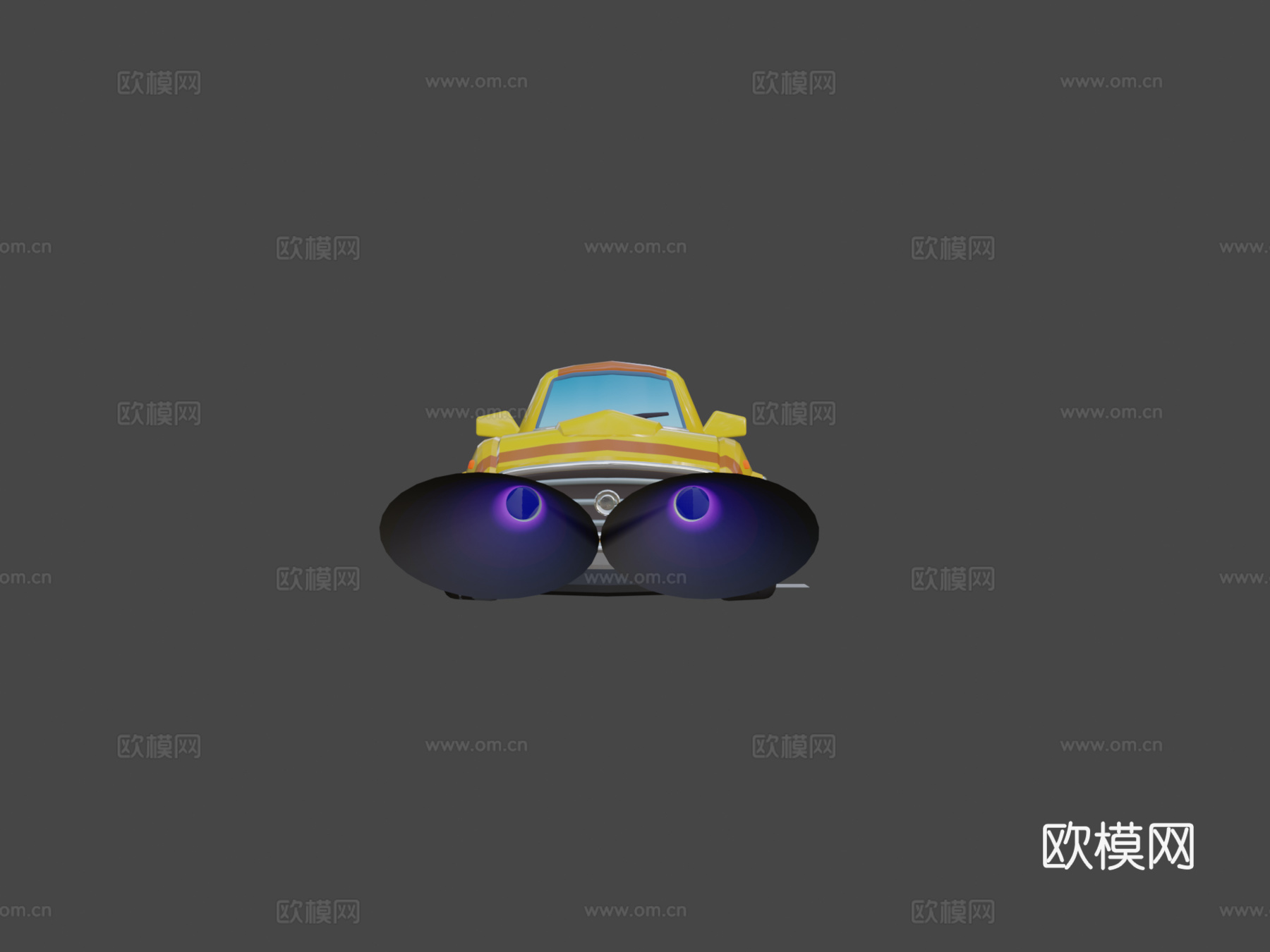 黄色肌肉车3d模型下载（渲染图5）