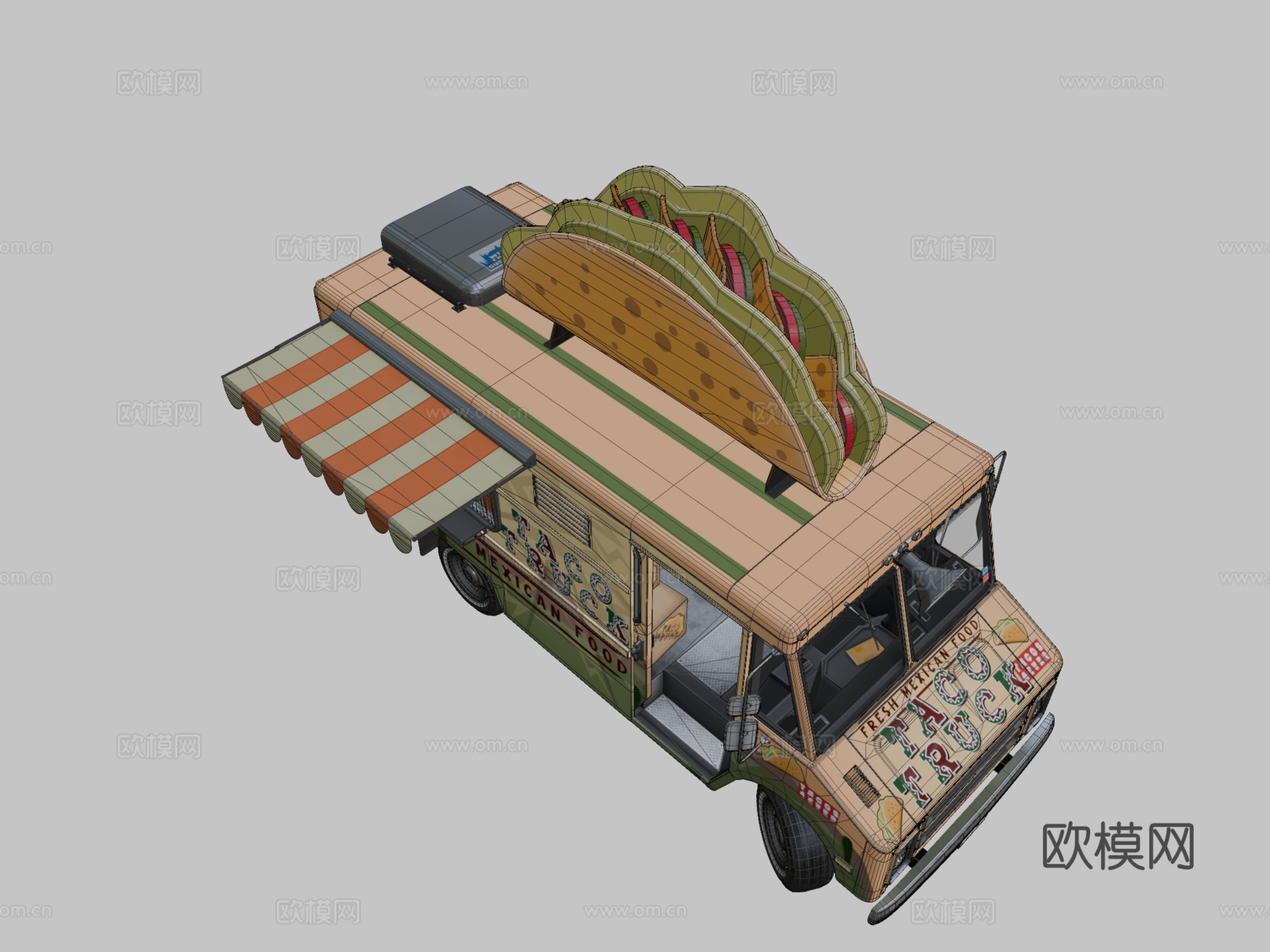 塔可食品卡车3d模型下载（渲染图2）
