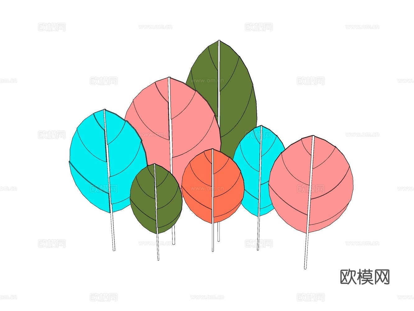 树叶雕塑su模型