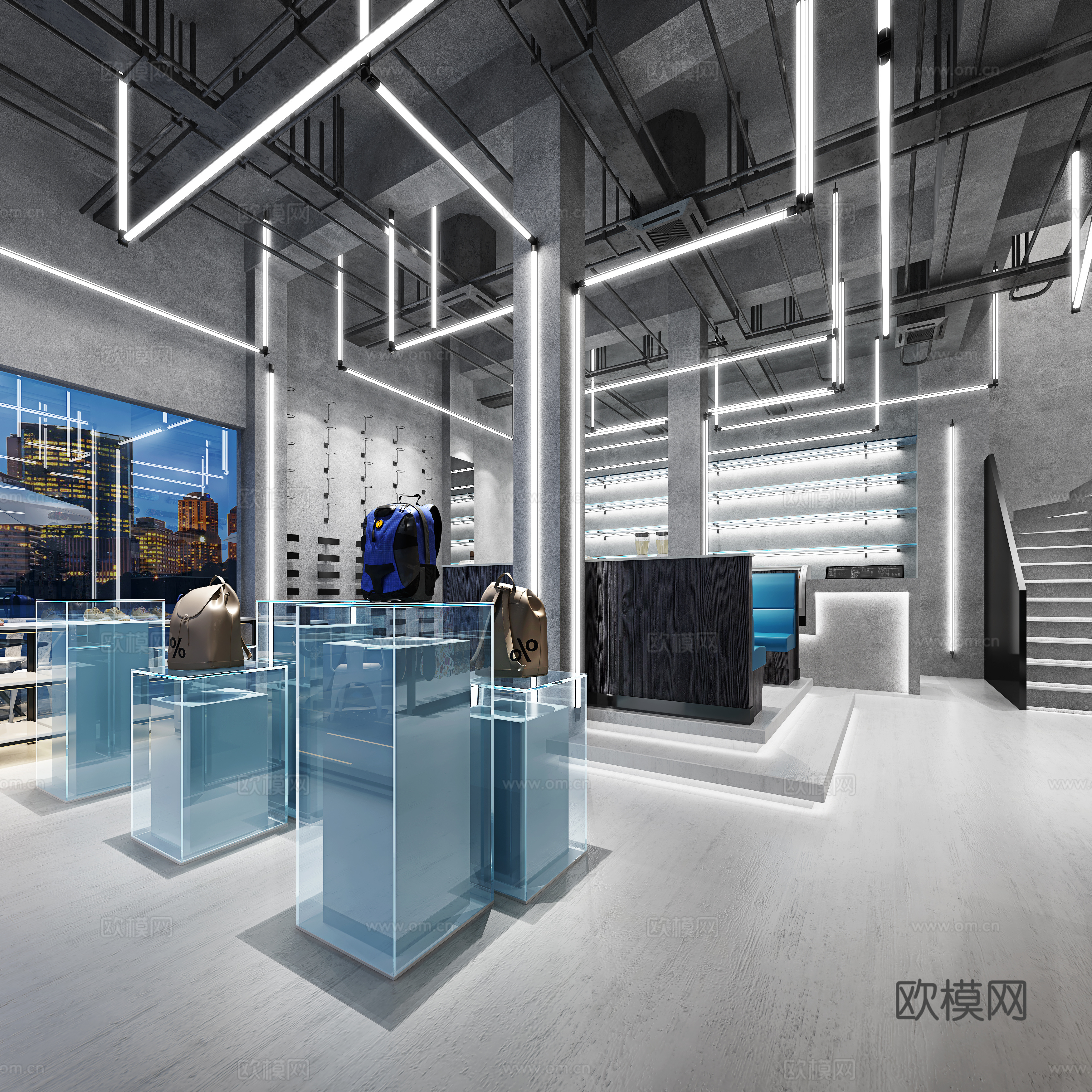 潮牌男装女装服装店 最新全套 效果图 施工图设计cad施工图