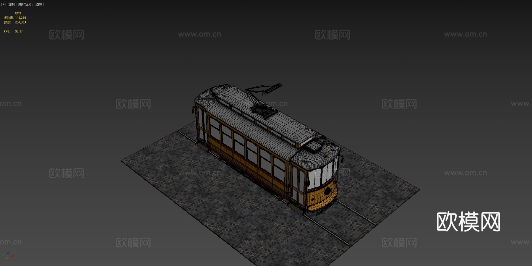 老式有轨电车3d模型下载（渲染图4）