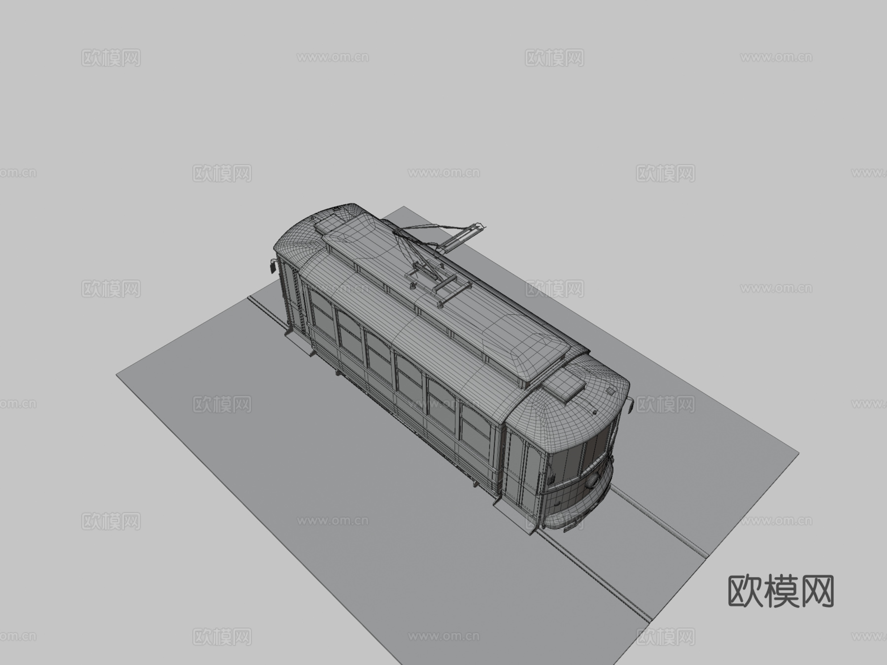 老式有轨电车3d模型下载（渲染图3）