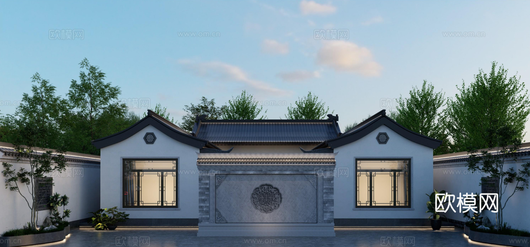 中式四合院su模型