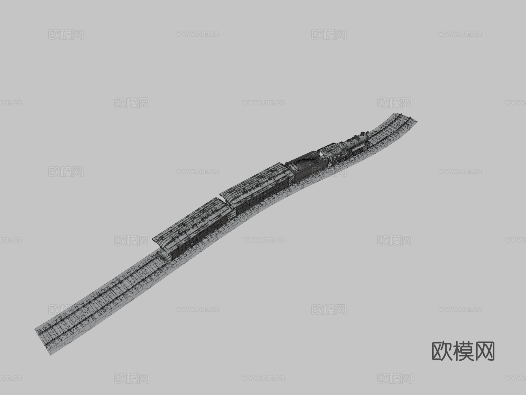旧蒸汽火车3d模型下载（渲染图3）