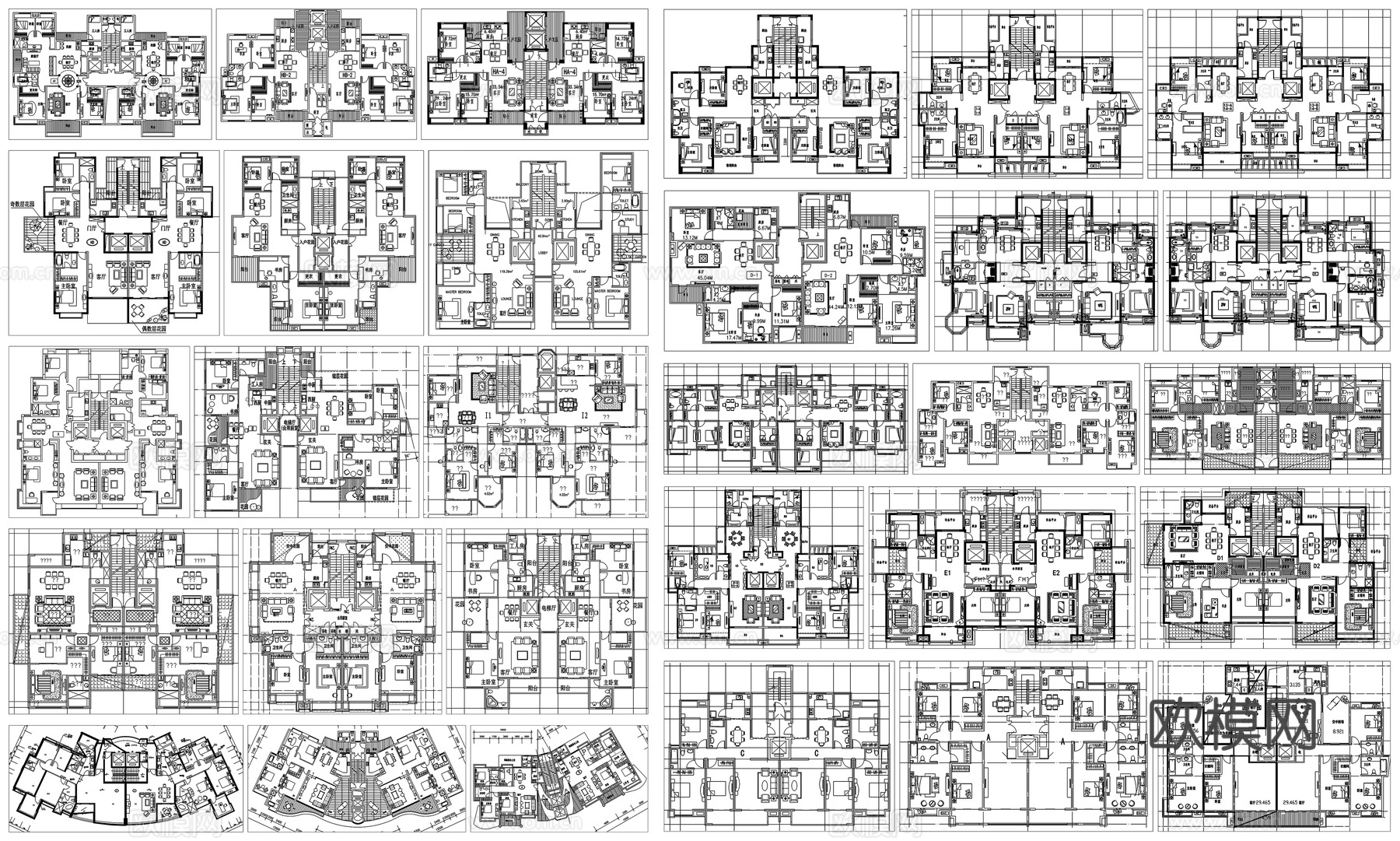 户型优化家装户型图室内设计平面布置家具布局图方案CAD素材图cad施工图