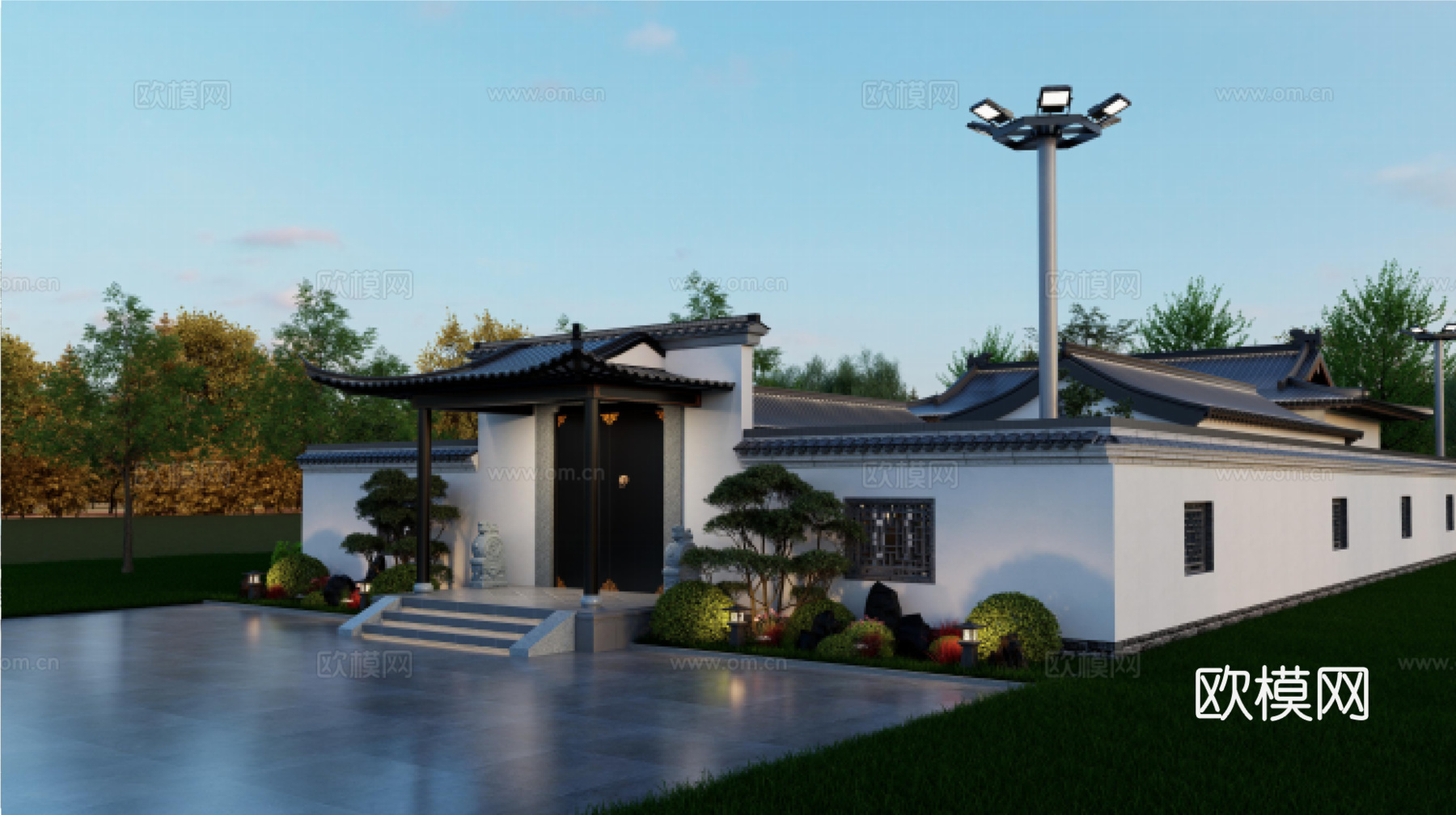 中式四合院su模型