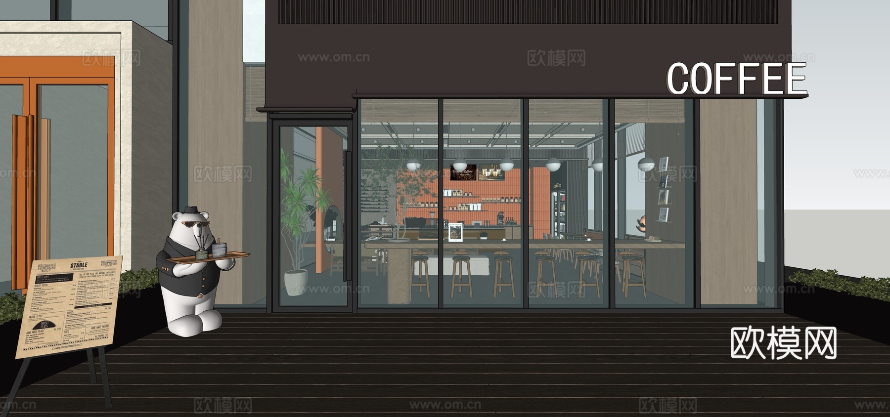 现代咖啡店su模型