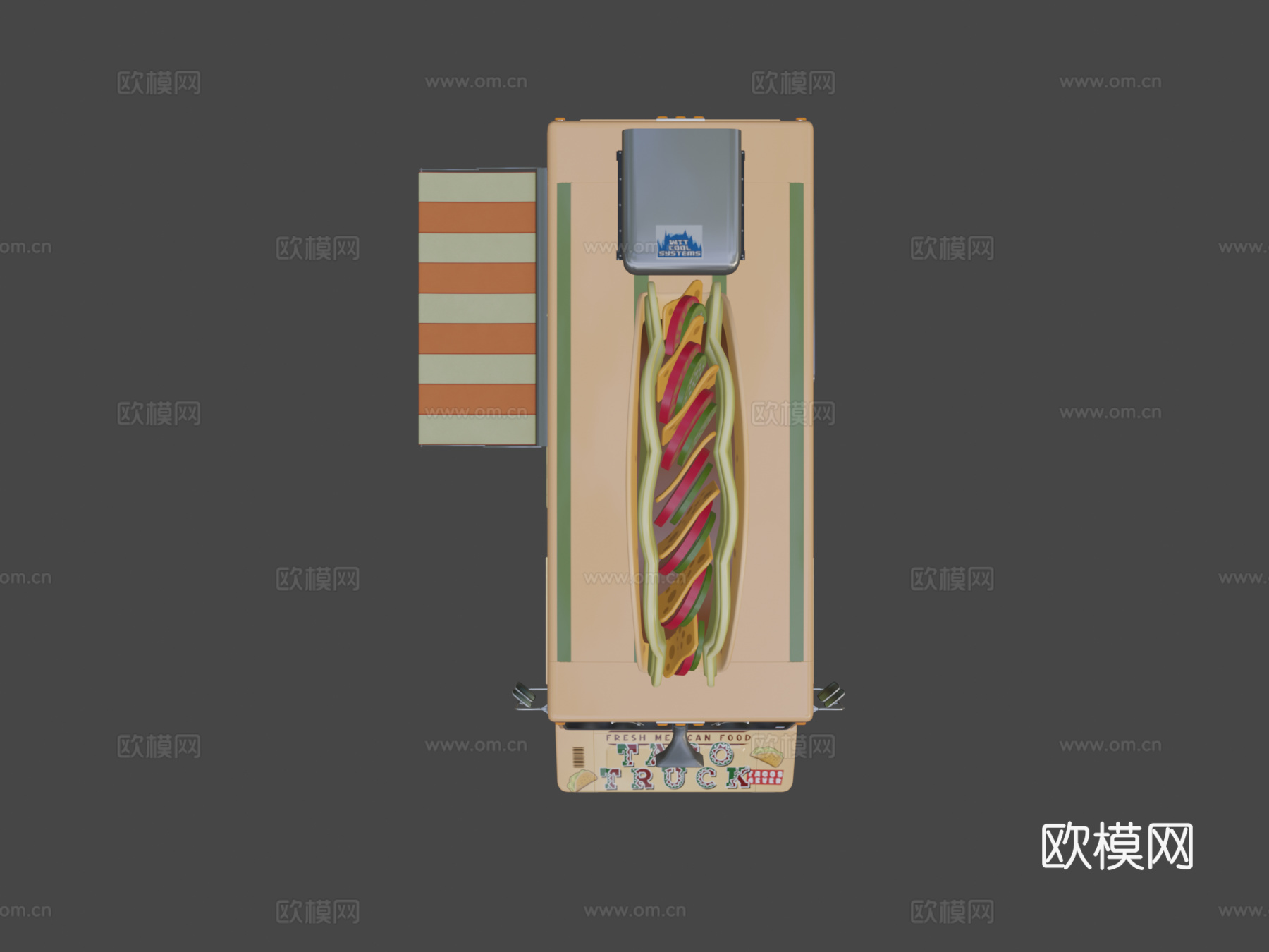 塔可食品卡车3d模型下载（渲染图6）