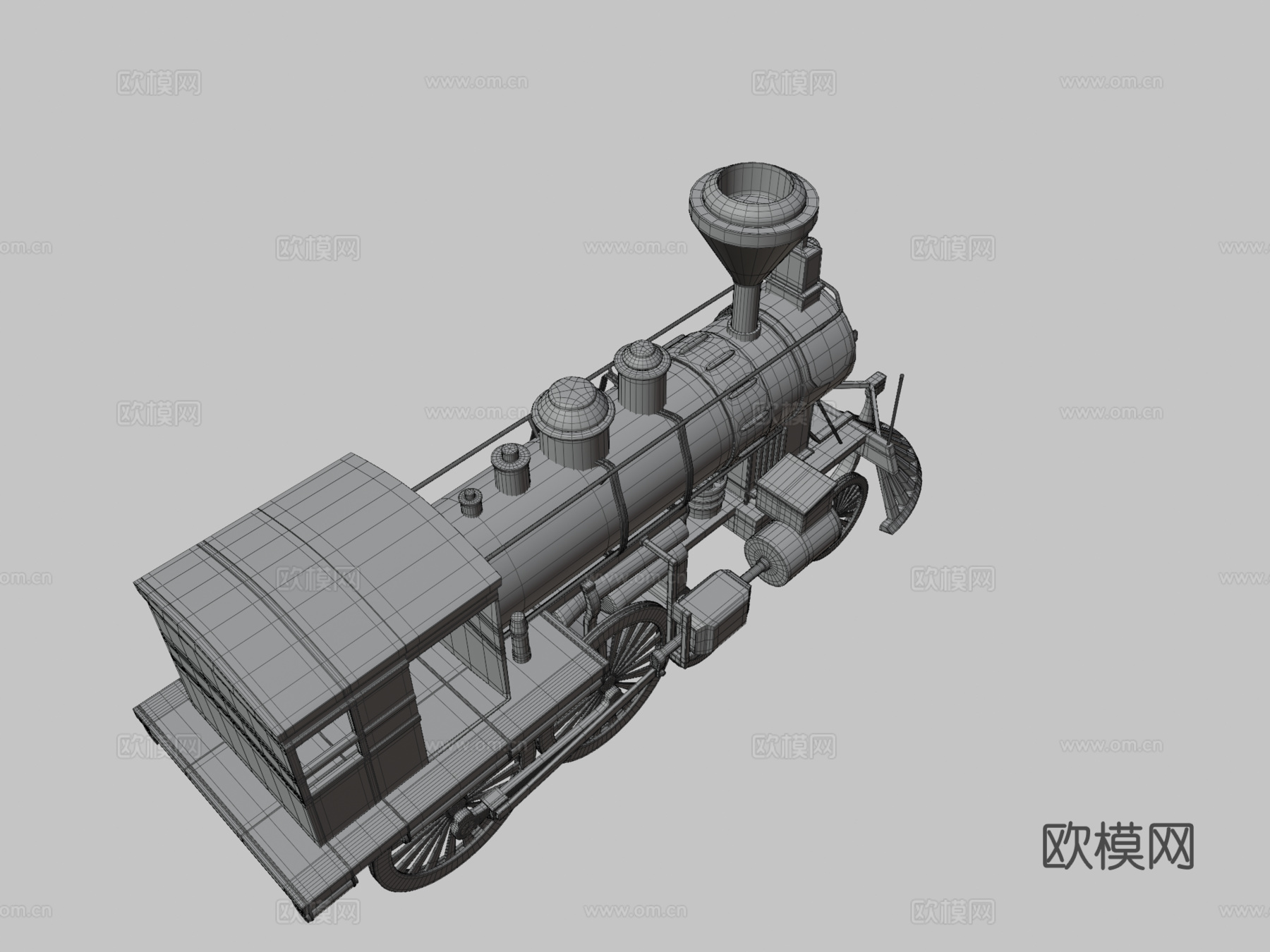 老式机械火车3d模型下载（渲染图3）