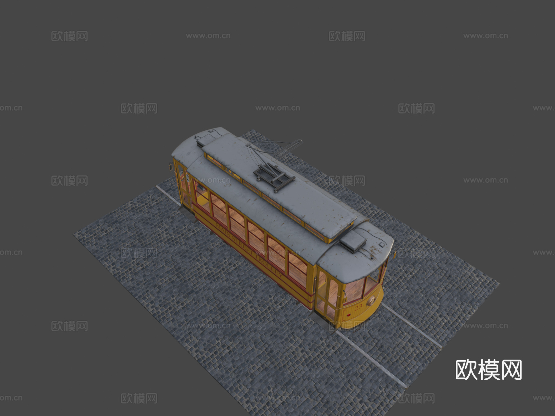 老式有轨电车3d模型下载（渲染图8）