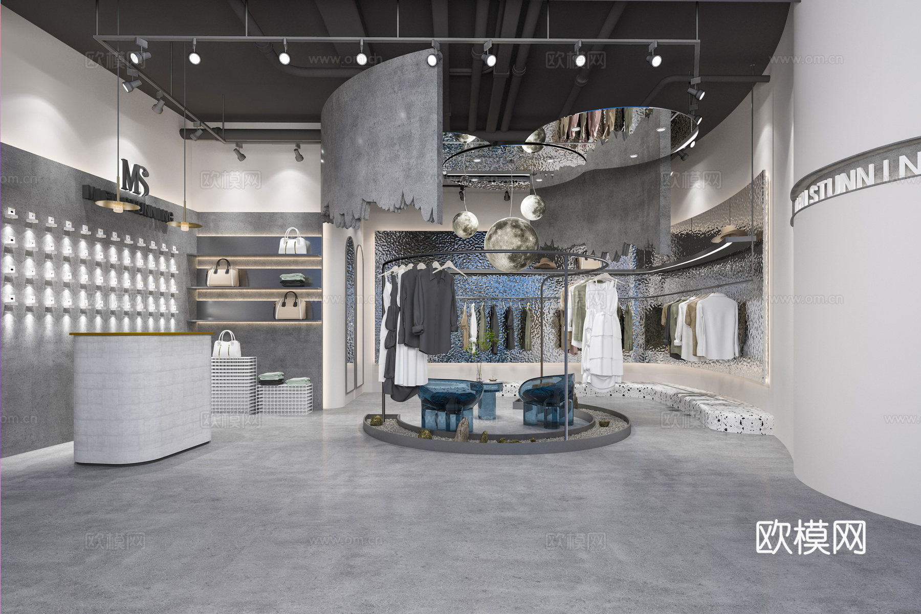 潮牌男装女装服装店 最新全套 效果图 施工图设计cad施工图