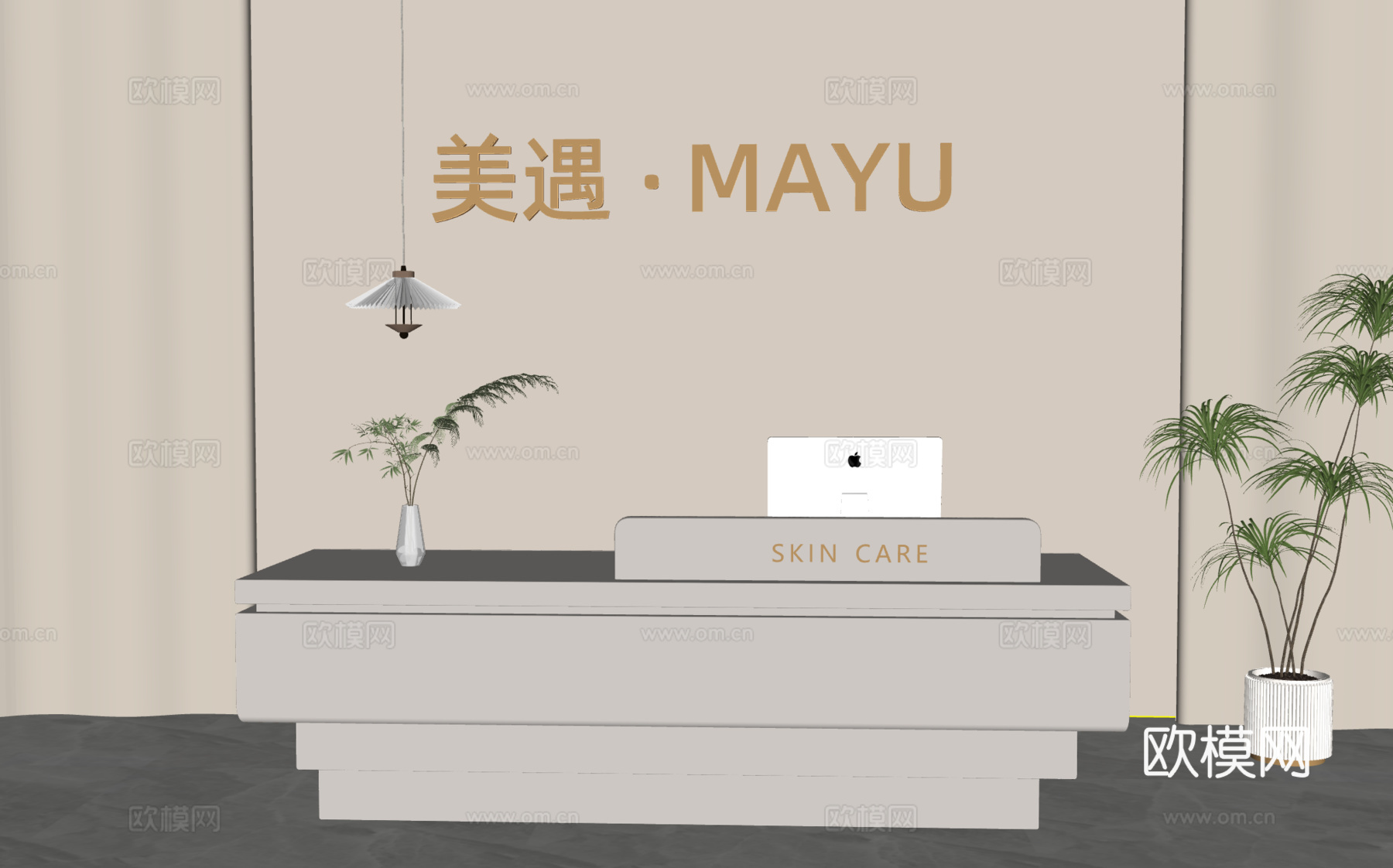 简约前台 办公前台 美容院前台 酒店前台su模型
