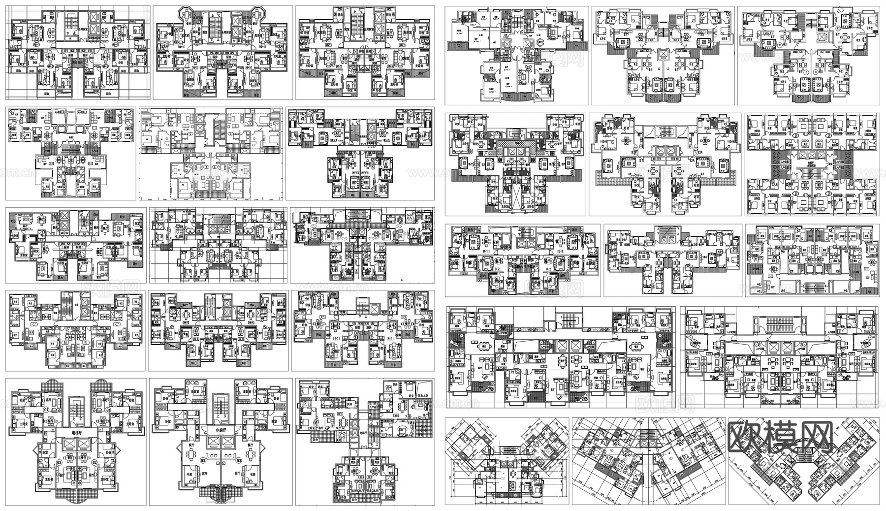 户型优化家装户型图室内设计平面布置家具布局图方案CAD素材图cad施工图