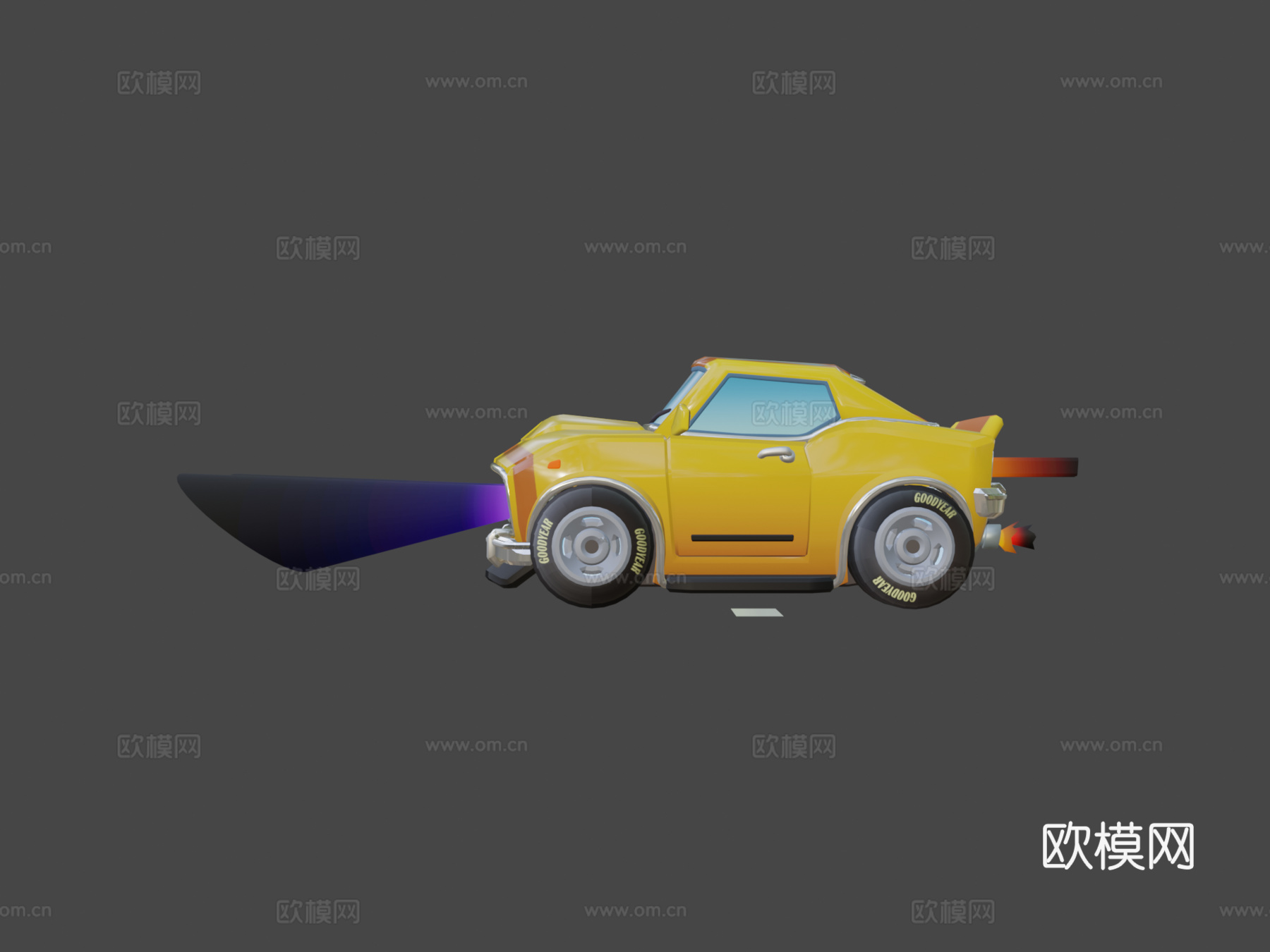 黄色肌肉车3d模型下载（渲染图6）