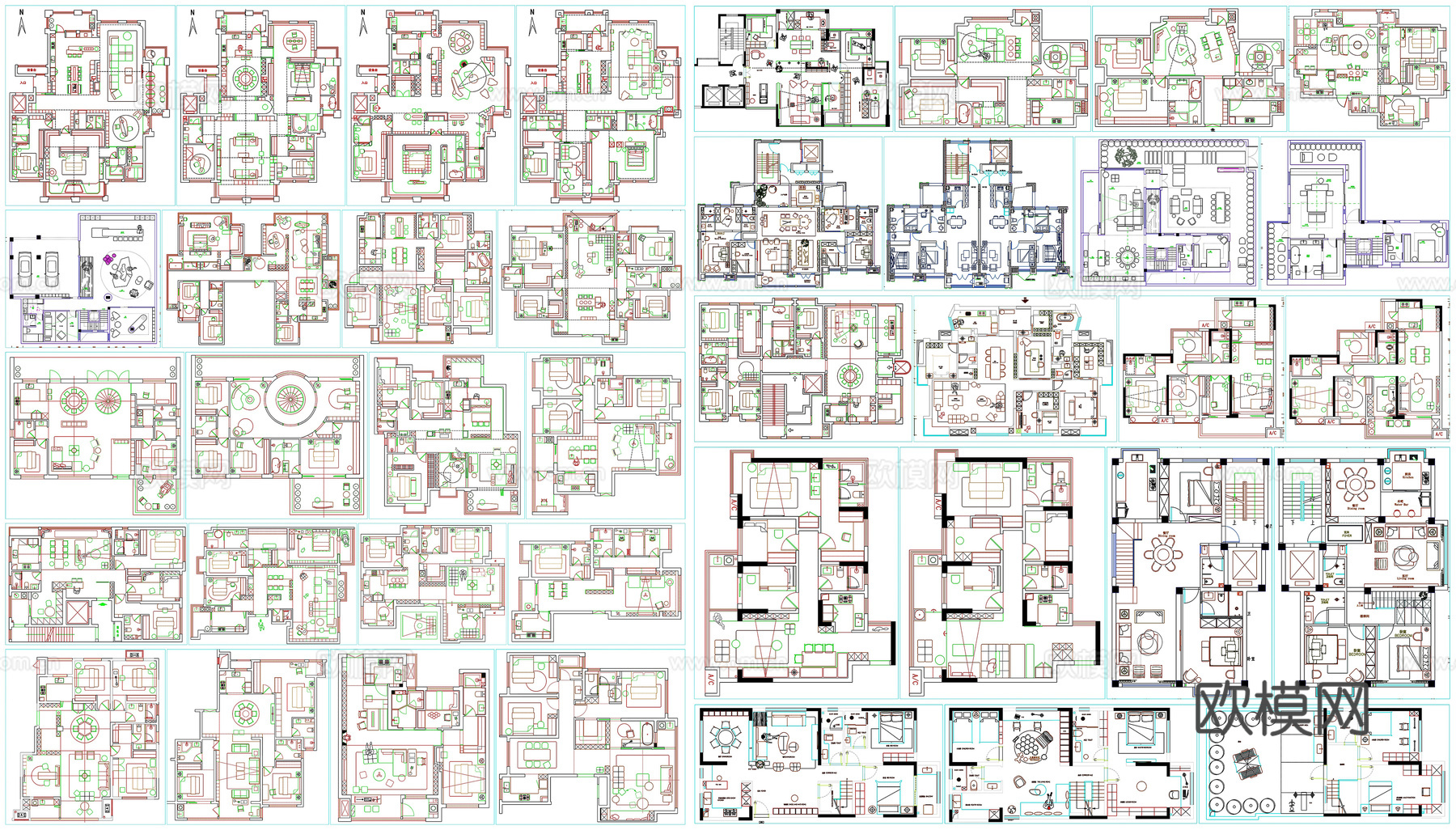 户型优化家装户型图室内设计平面布置家具布局图方案CAD素材图cad施工图