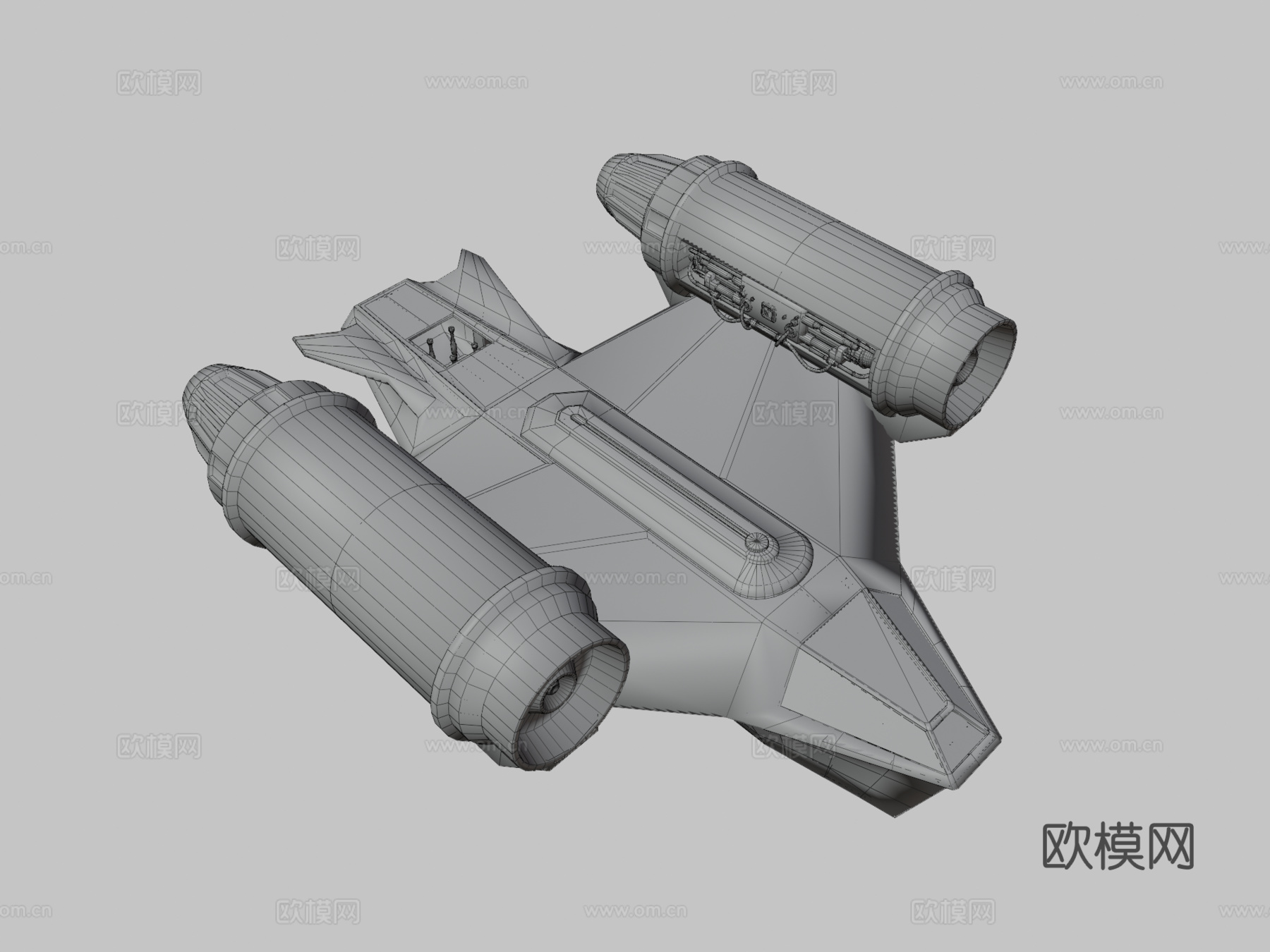 太空船-炮艇带驾驶舱和动画3d模型下载（渲染图3）