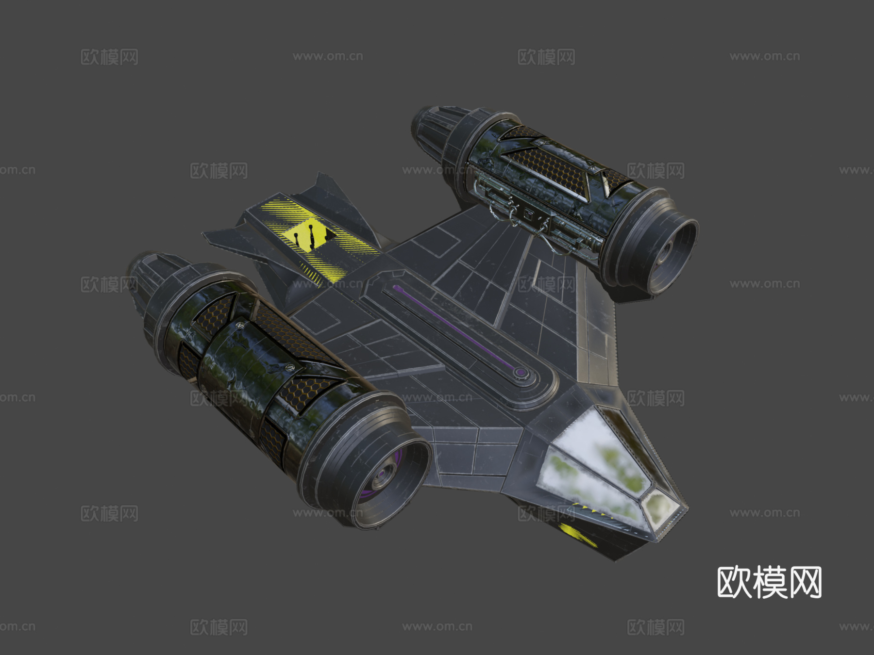 太空船-炮艇带驾驶舱和动画3d模型下载（渲染图7）