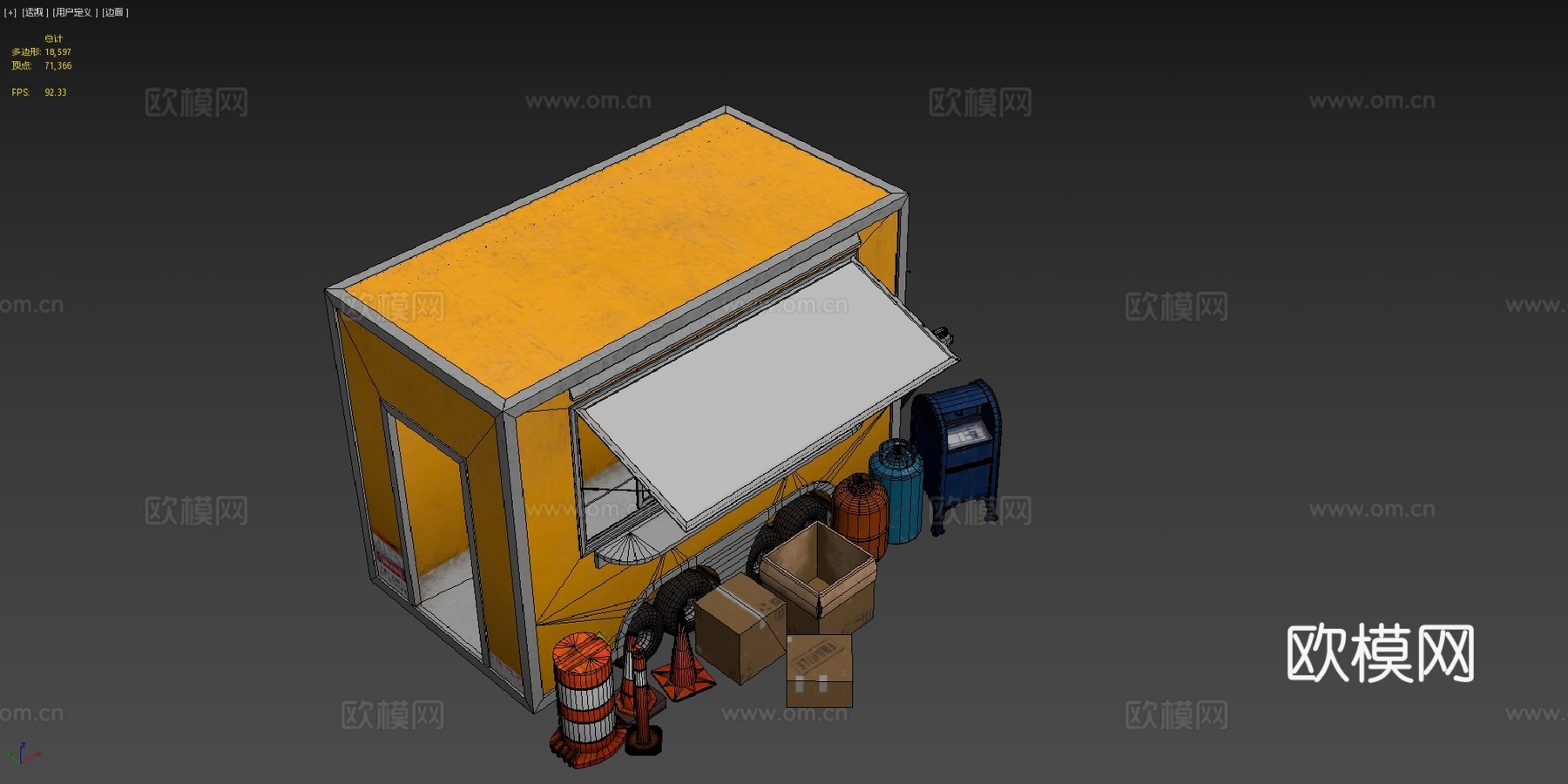 带街头资产迷你包的餐车3d模型下载（渲染图4）
