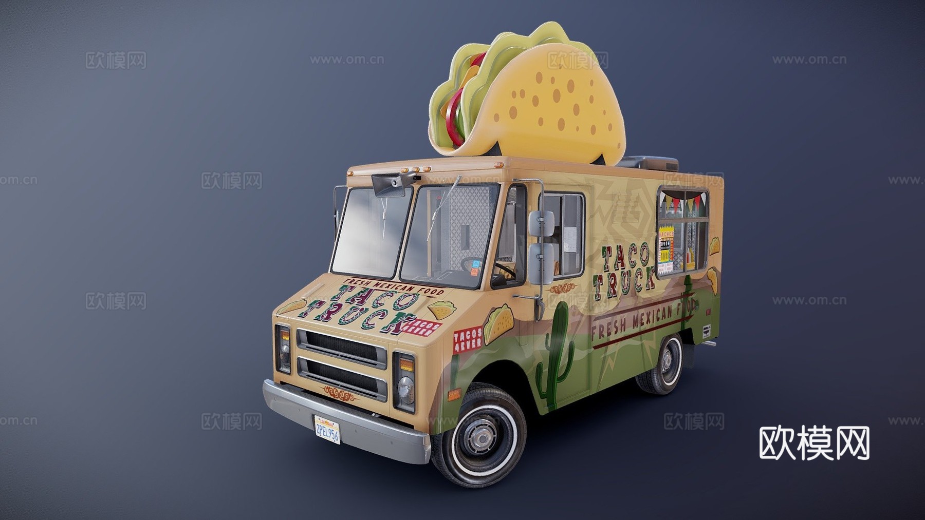 塔可食品卡车3d模型下载（渲染图1）