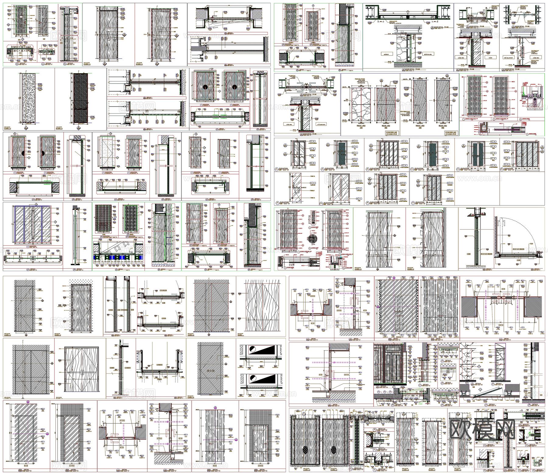 门详图房门推门剖面做法工艺详图节点CAD素材图库cad施工图