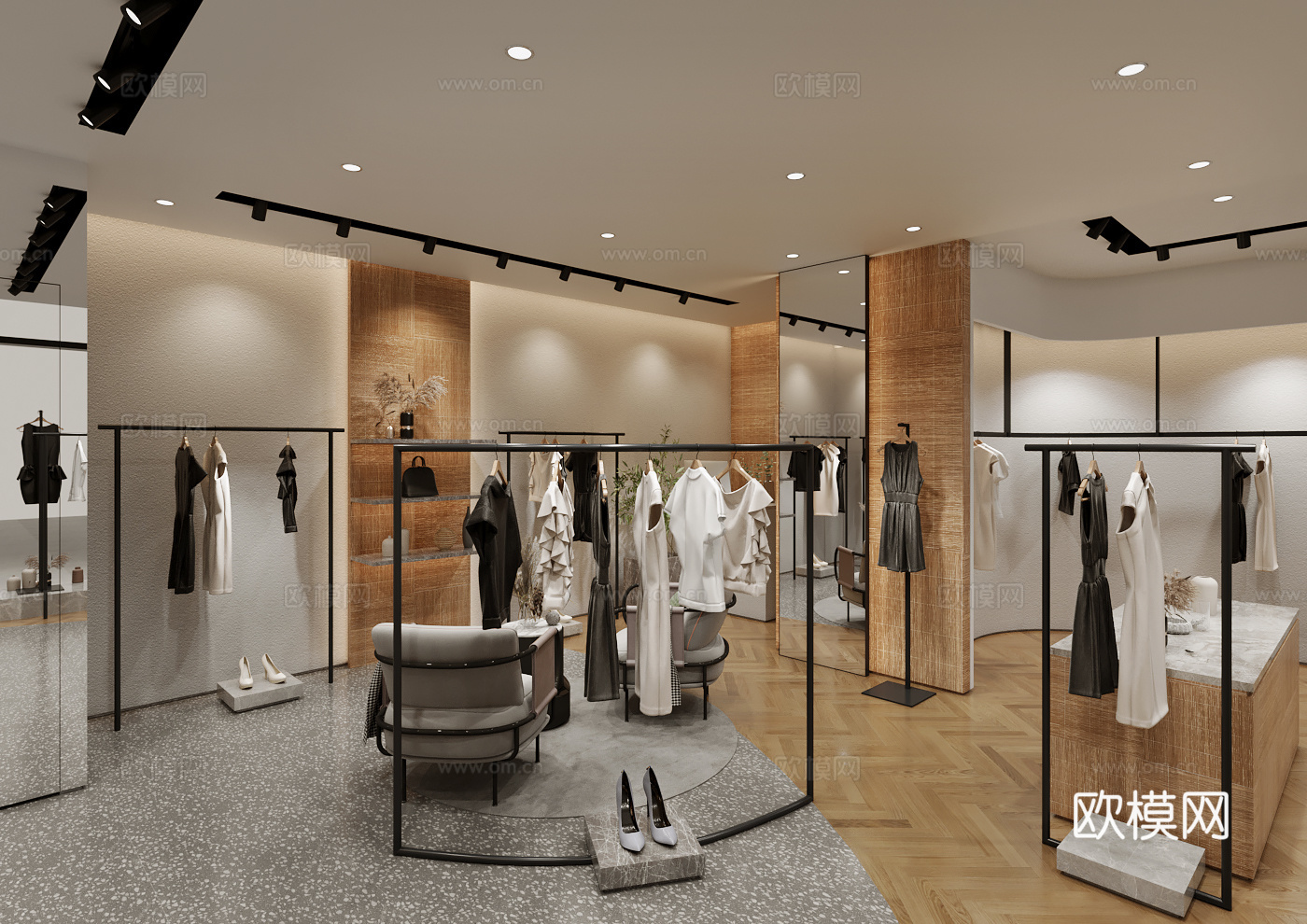 高档男装女装服装店 最新全套 效果图 施工图设计cad施工图