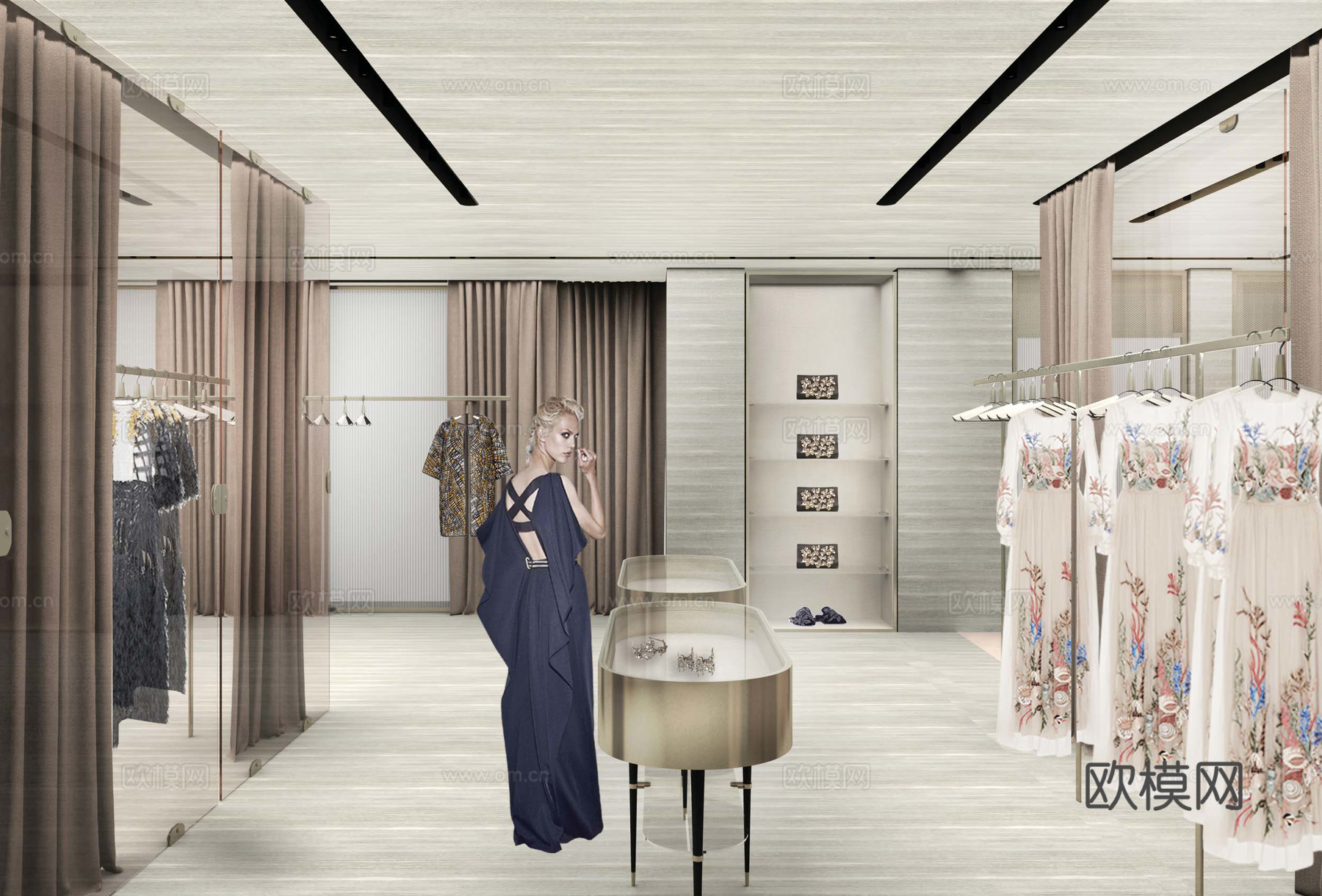 高档男装女装服装店 最新全套 效果图 施工图设计cad施工图