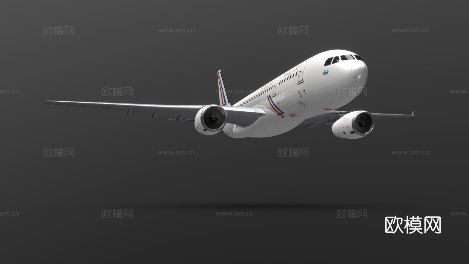空客A330-200飞机3d模型下载（渲染图1）