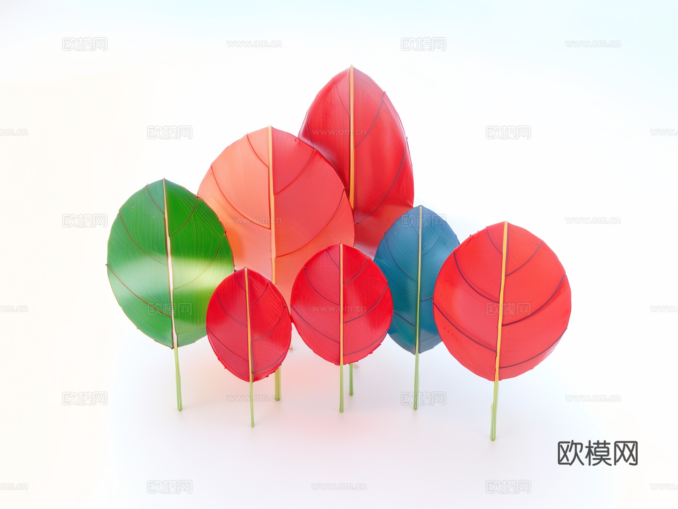 树叶雕塑su模型