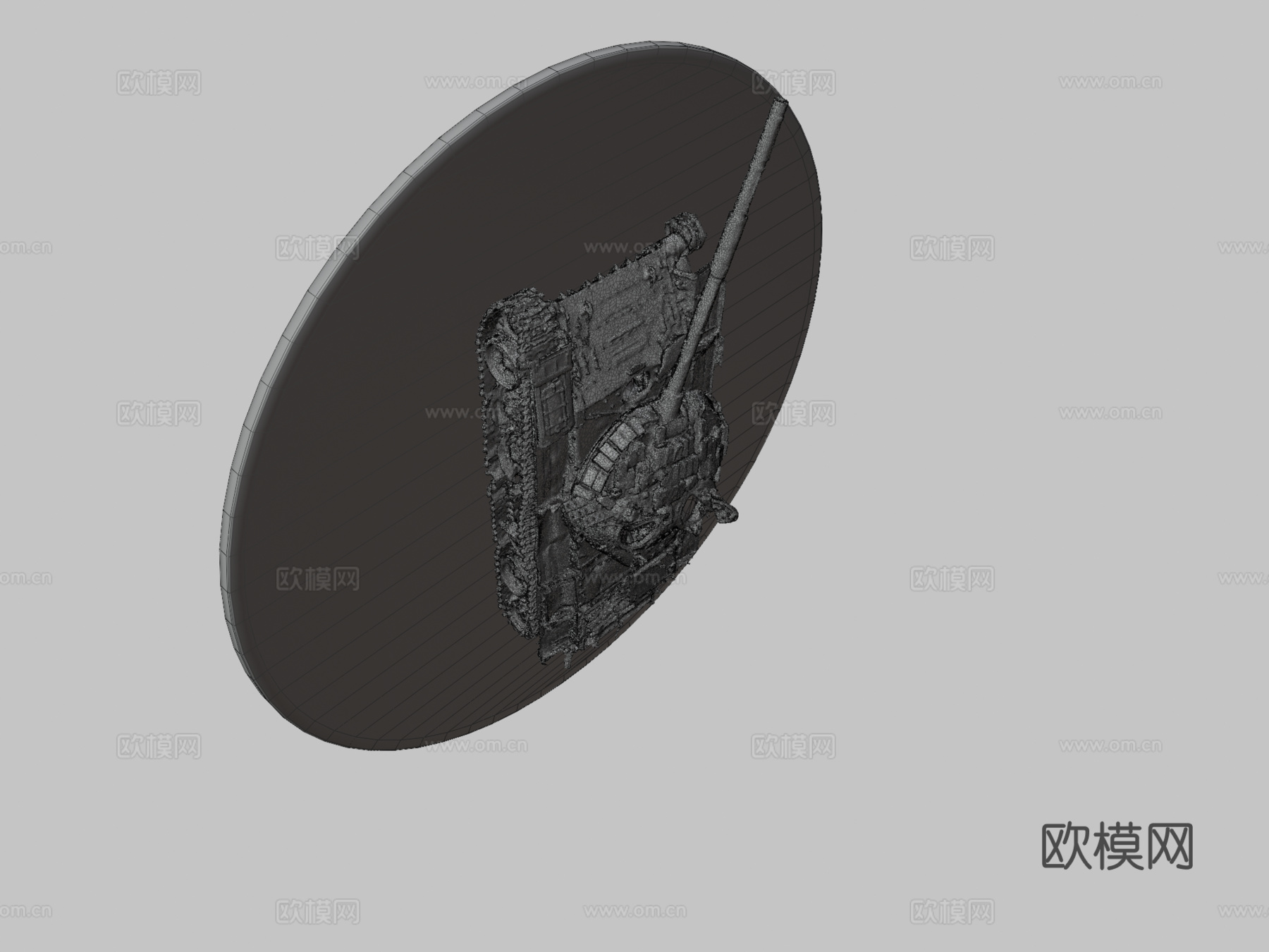 被摧毁的俄罗斯坦克“T-72B”3d模型下载（渲染图3）