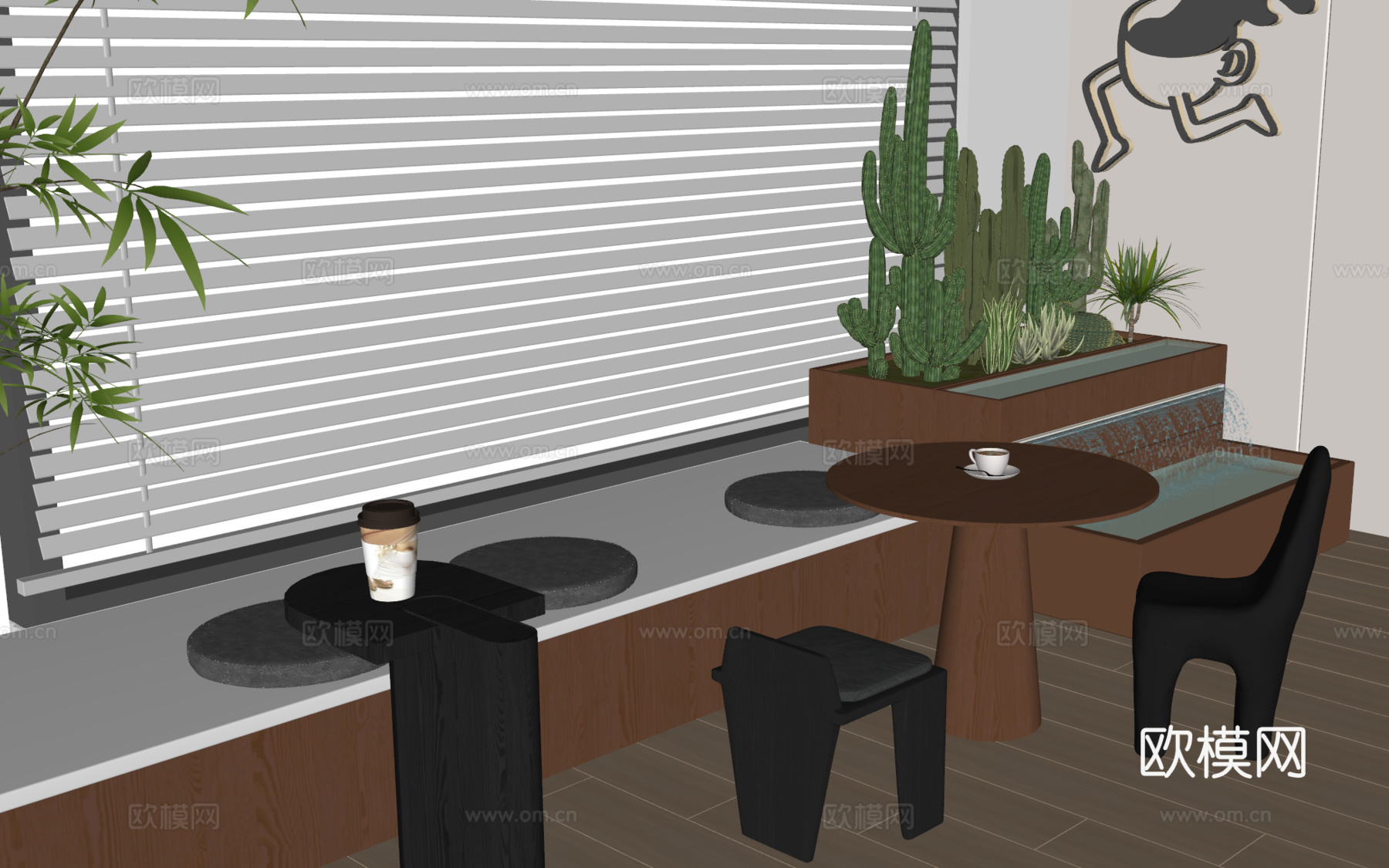 飘窗卡座沙发 咖啡卡座 餐厅卡座沙发 中古卡座沙发 咖啡厅卡su模型