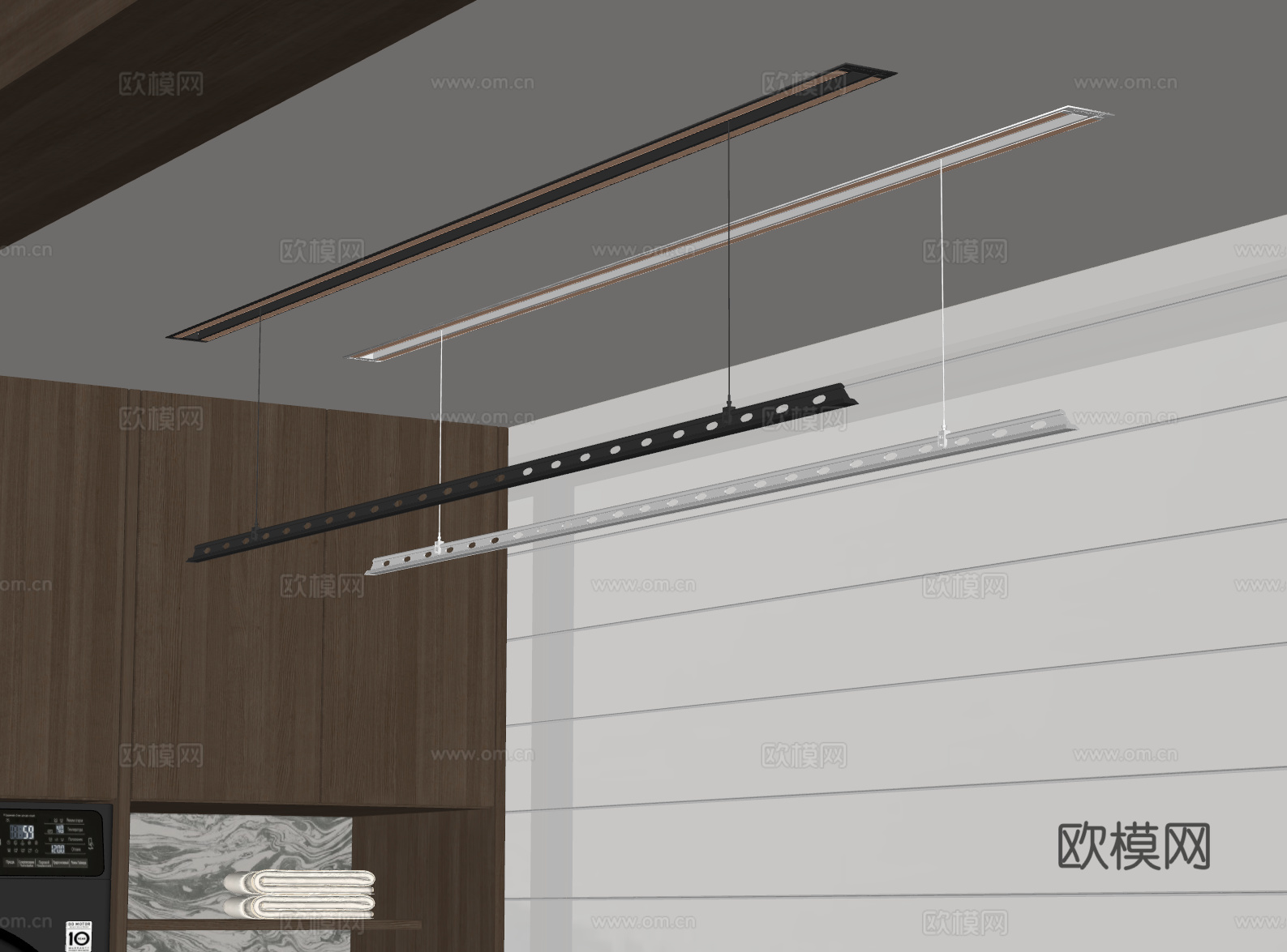 现代晾衣架 隐形晾衣架su模型