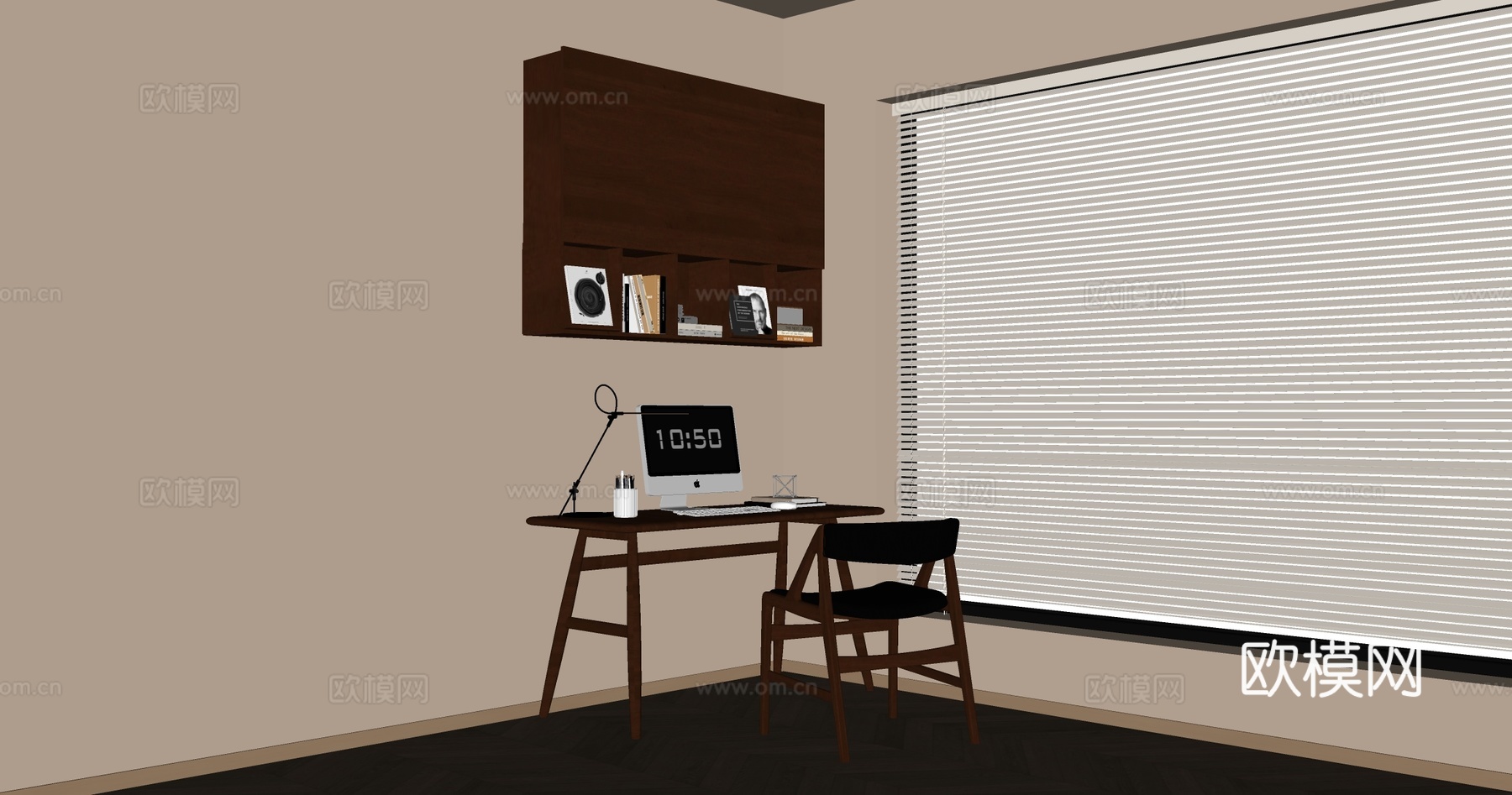 现代简约书桌椅 书桌  办公桌椅 摆件组合su模型