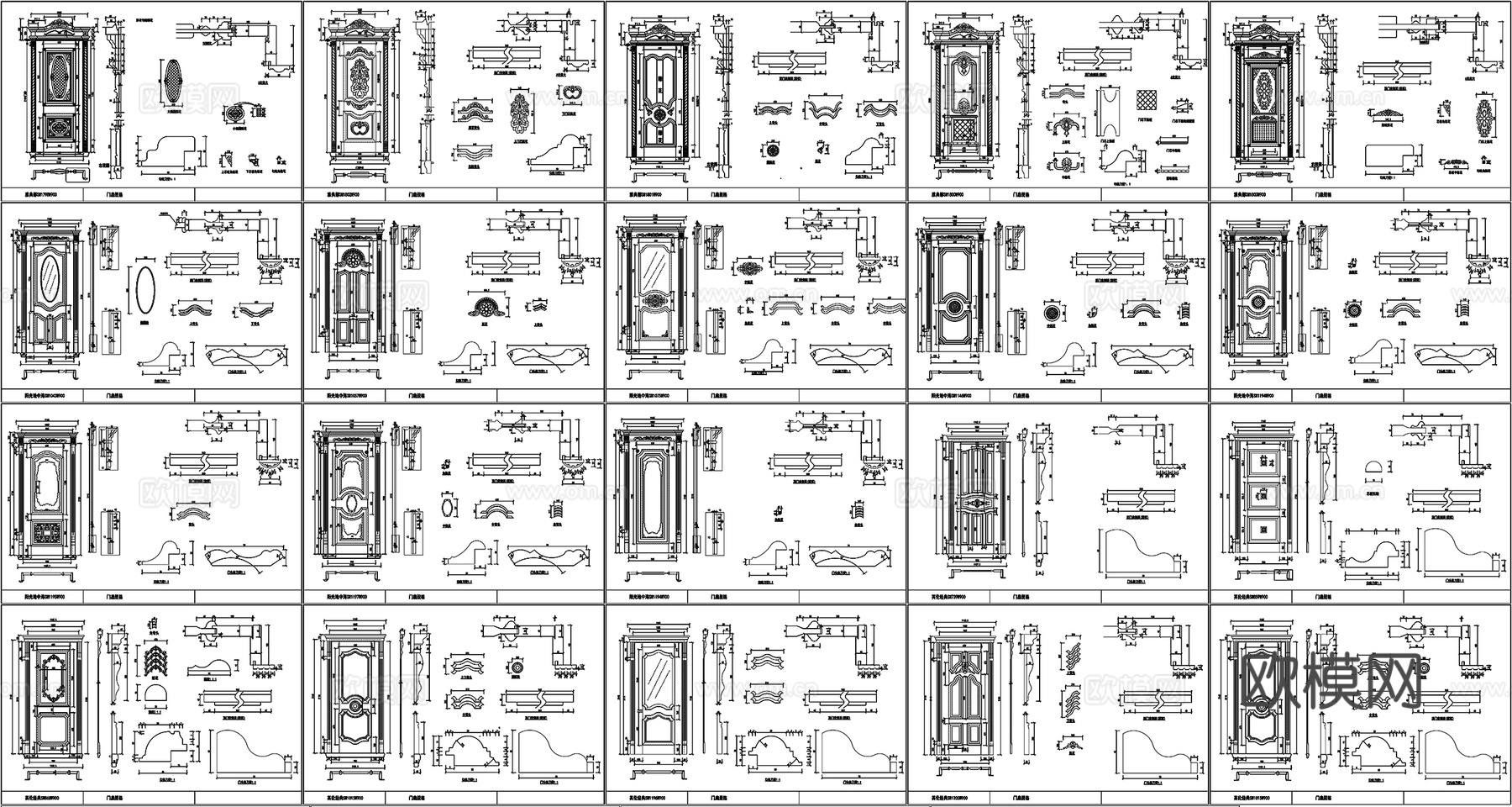 门板房门剖面做法工艺详图节点CAD素材图库cad施工图