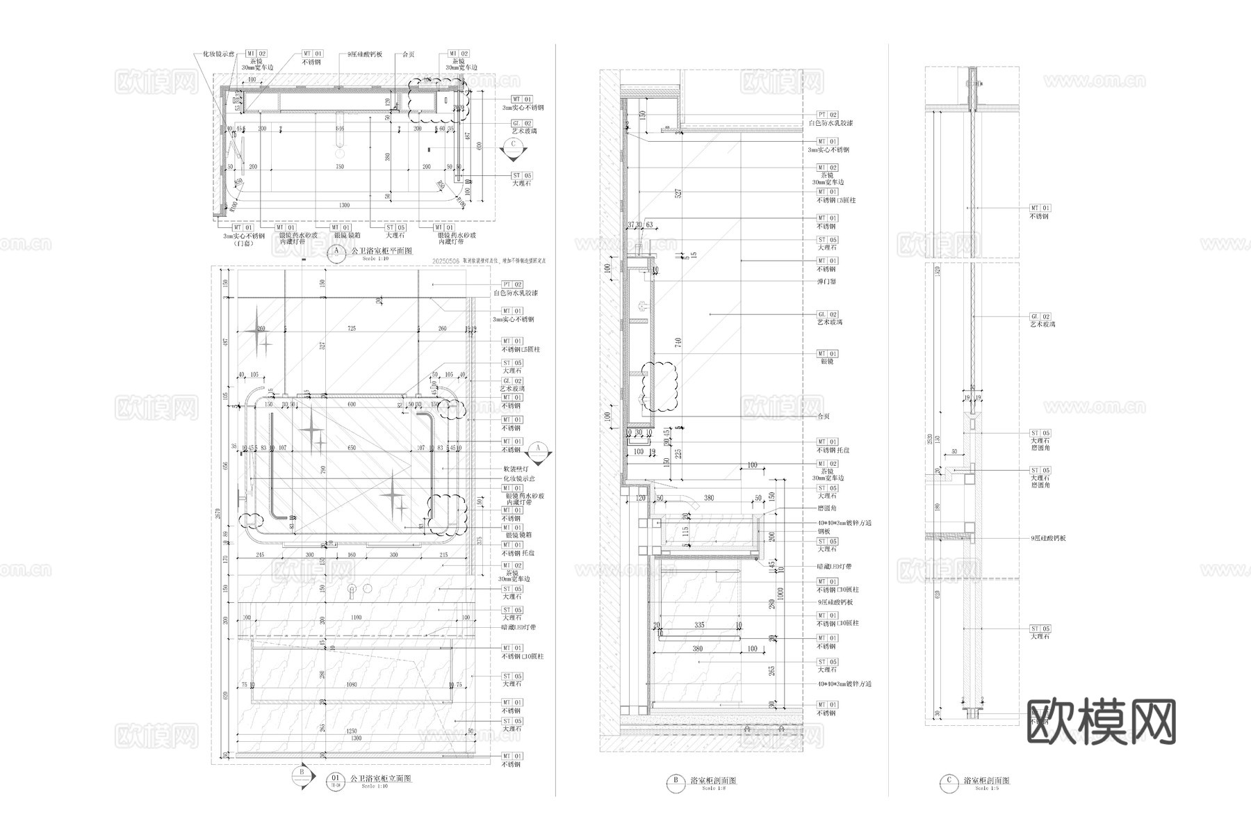 样板间浴室柜节点cad施工图