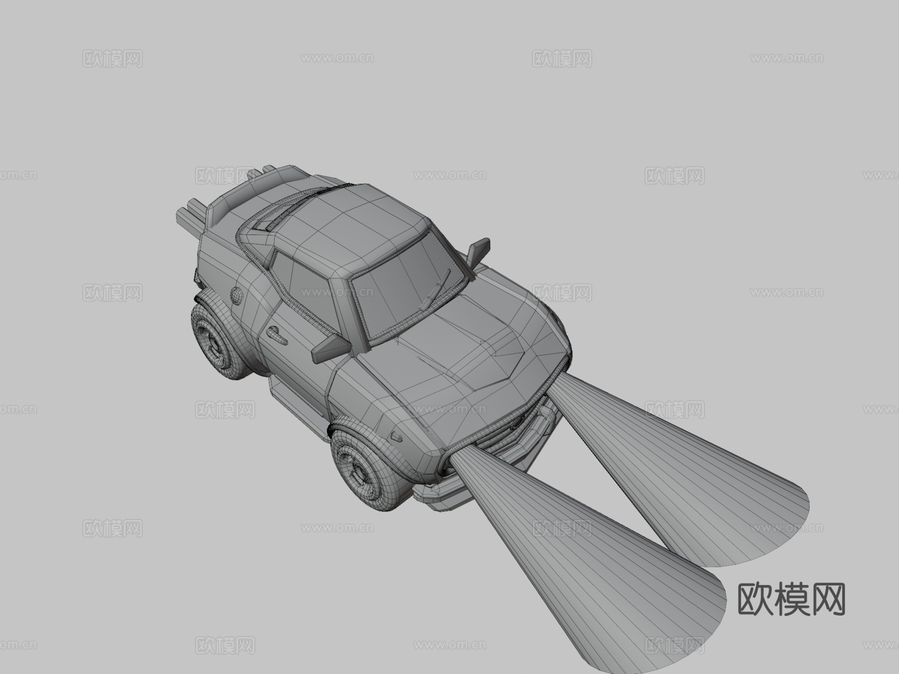 黄色肌肉车3d模型下载（渲染图3）