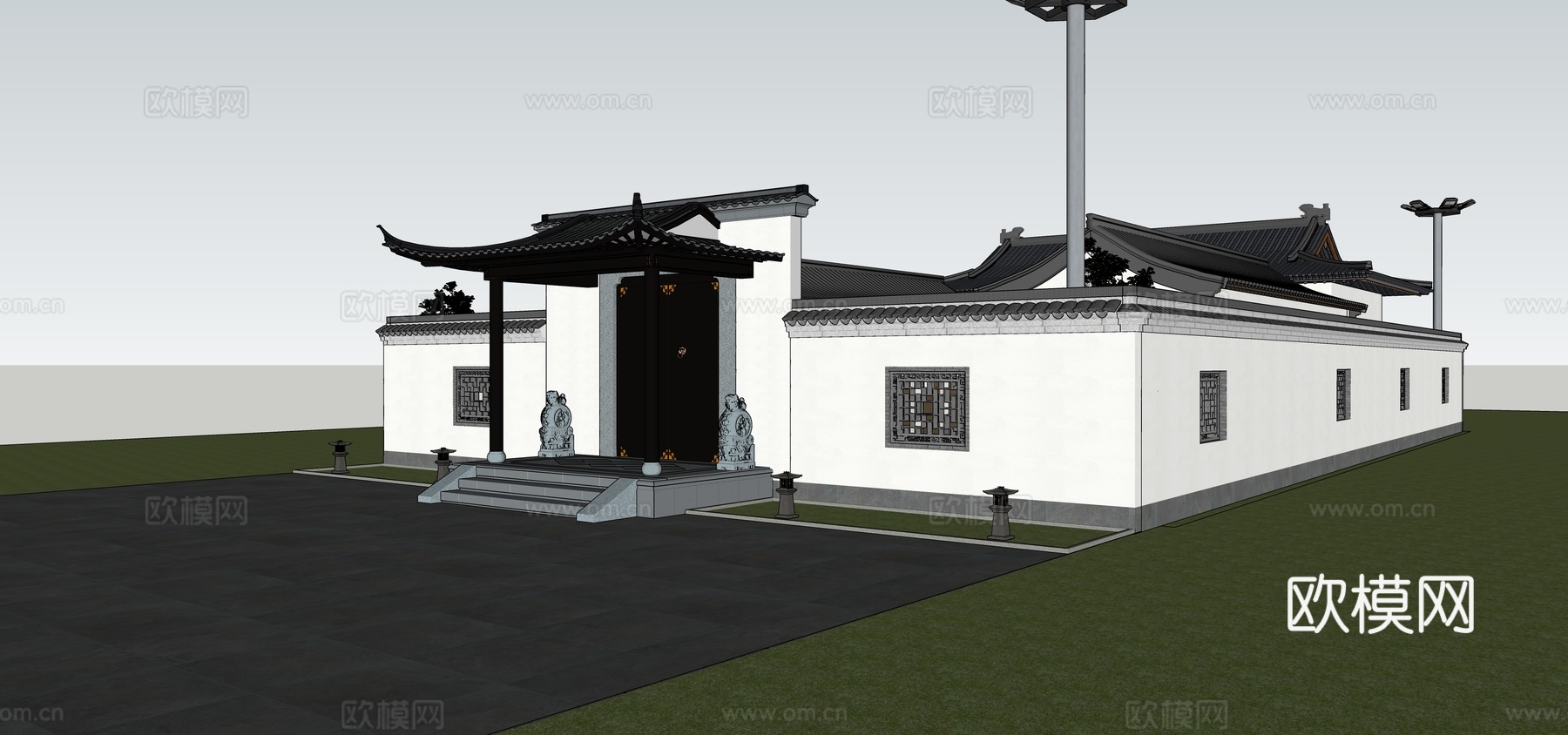 中式四合院su模型