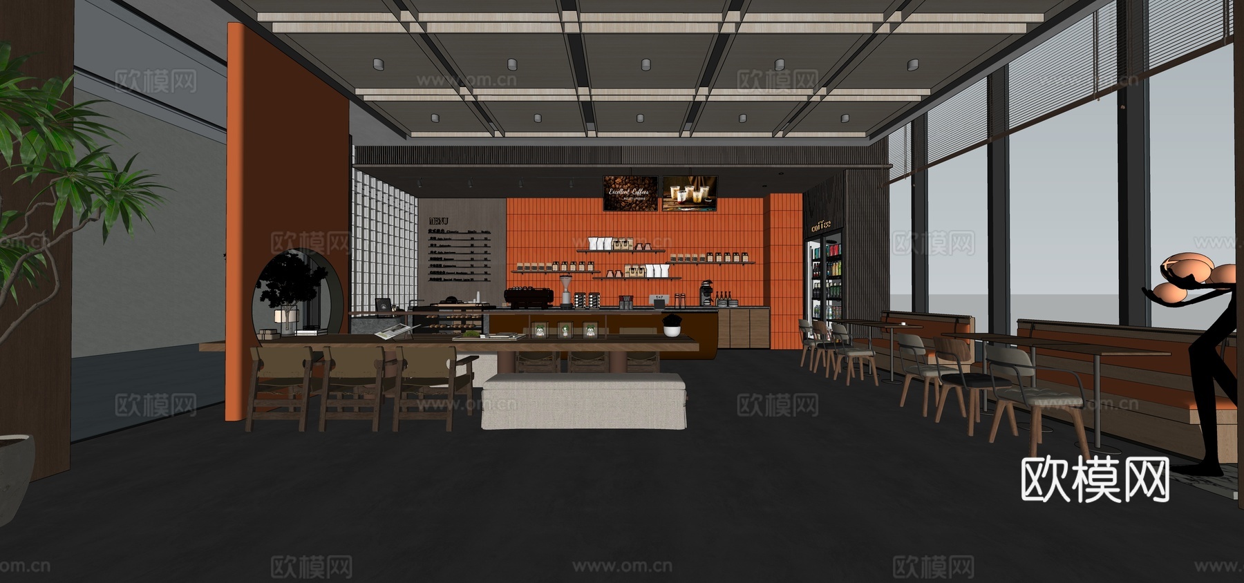 现代咖啡店su模型