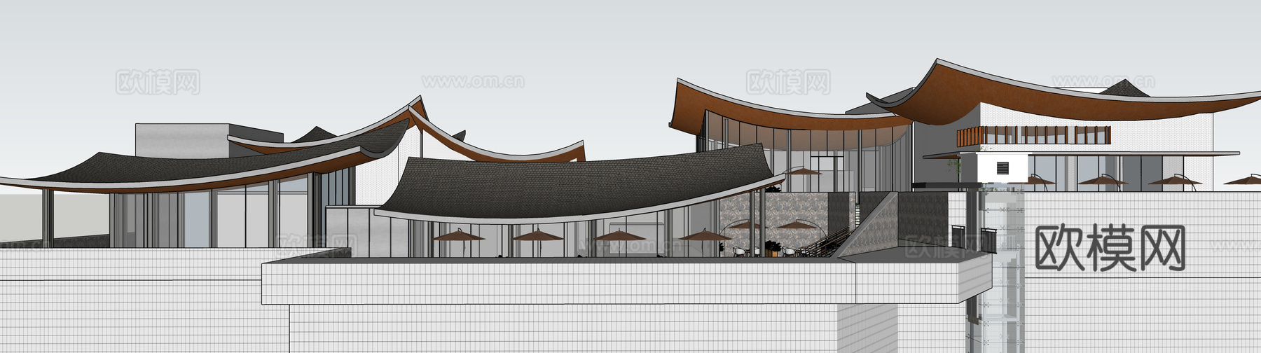中式商业街su模型