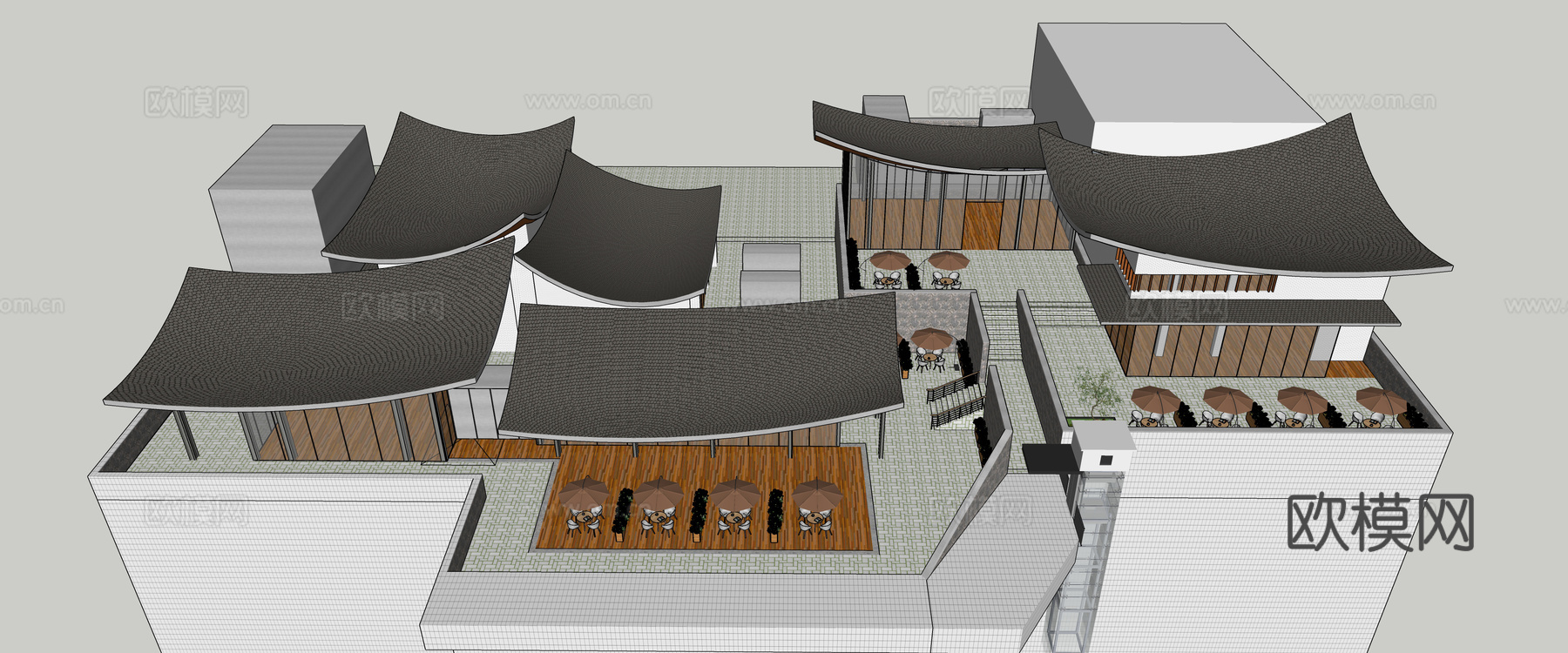 中式商业街su模型